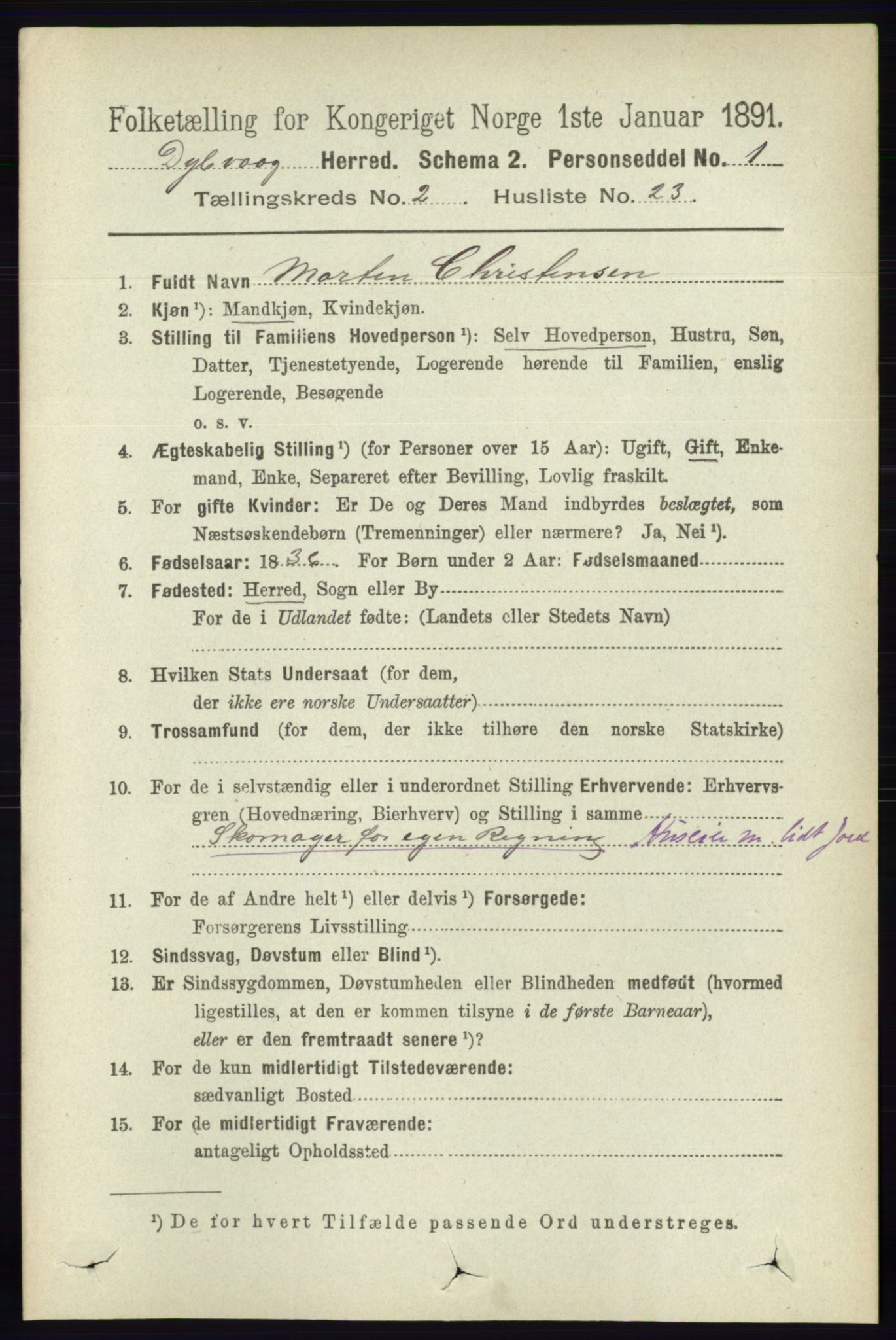 RA, 1891 census for 0915 Dypvåg, 1891, p. 643