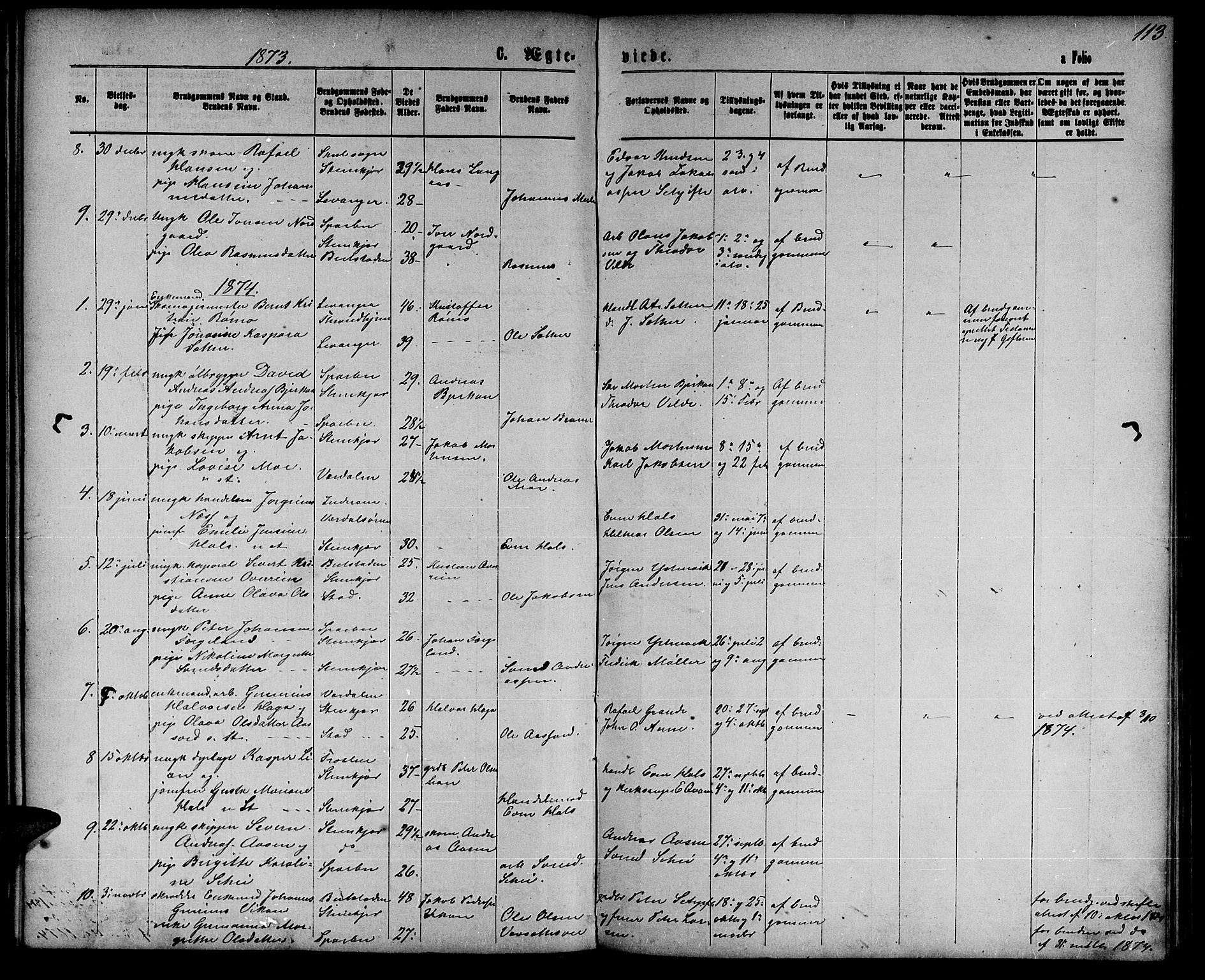 Ministerialprotokoller, klokkerbøker og fødselsregistre - Nord-Trøndelag, SAT/A-1458/739/L0373: Parish register (copy) no. 739C01, 1865-1882, p. 113