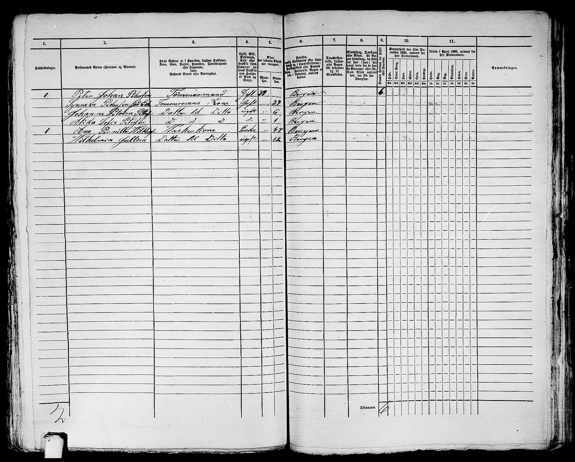 RA, 1865 census for Bergen, 1865, p. 961