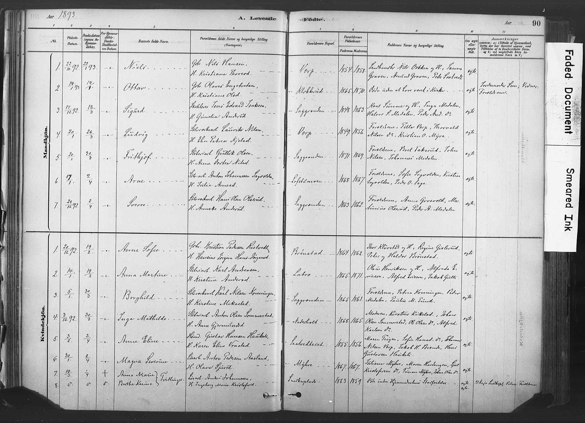 Sandsvær kirkebøker, AV/SAKO-A-244/F/Fd/L0001: Parish register (official) no. IV 1, 1878-1906, p. 90