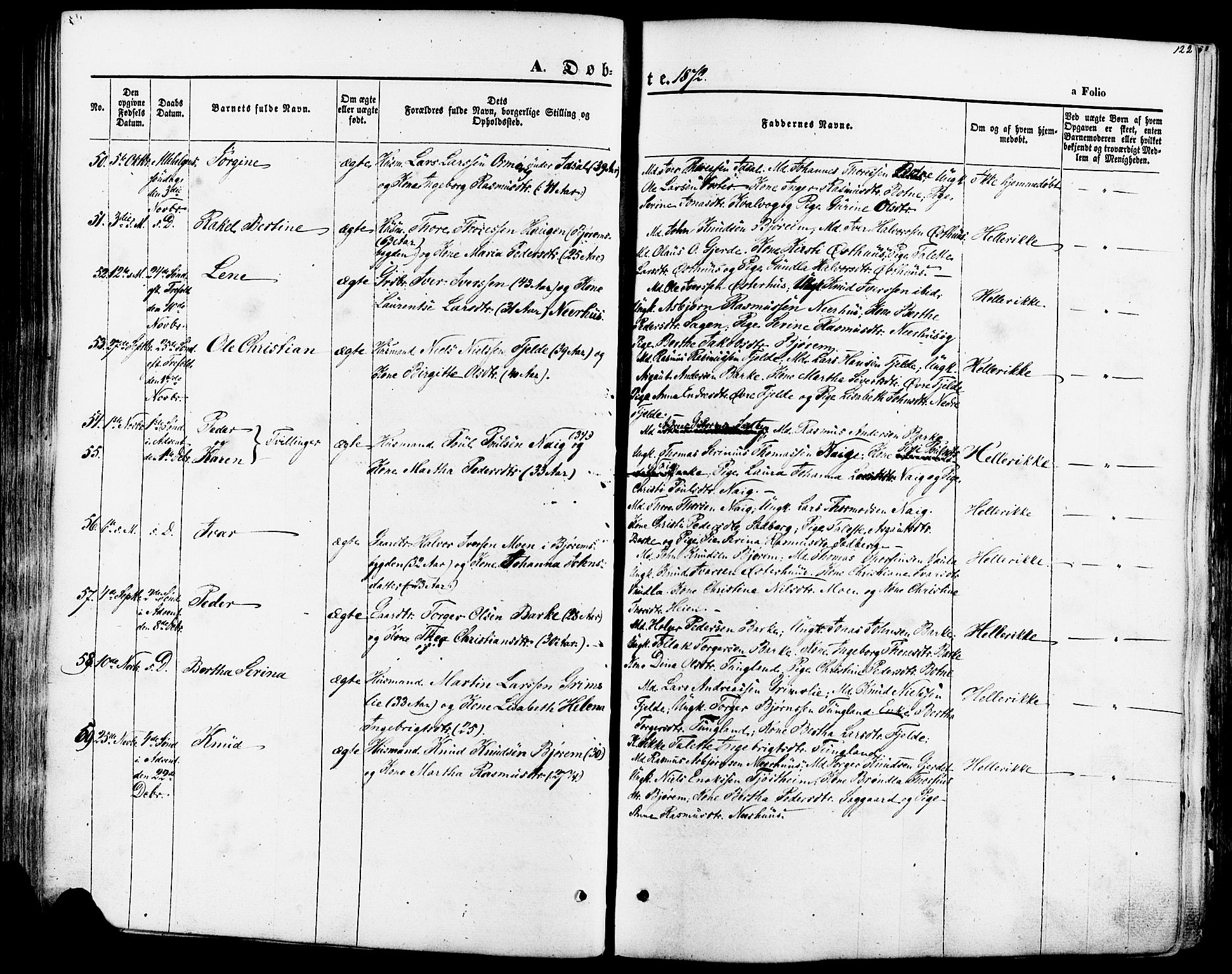 Strand sokneprestkontor, SAST/A-101828/H/Ha/Haa/L0007: Parish register (official) no. A 7, 1855-1881, p. 122