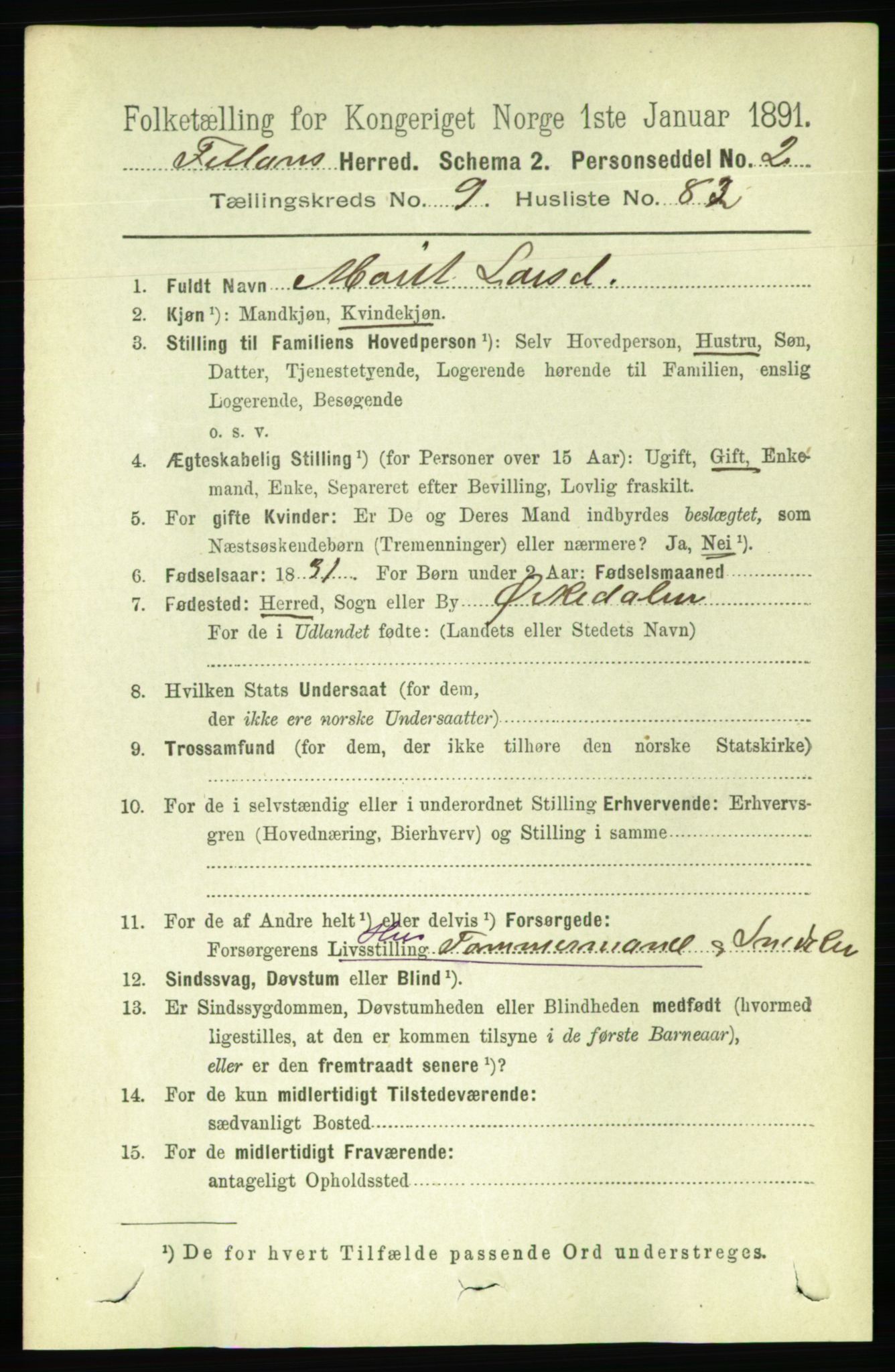 RA, 1891 census for 1616 Fillan, 1891, p. 2543