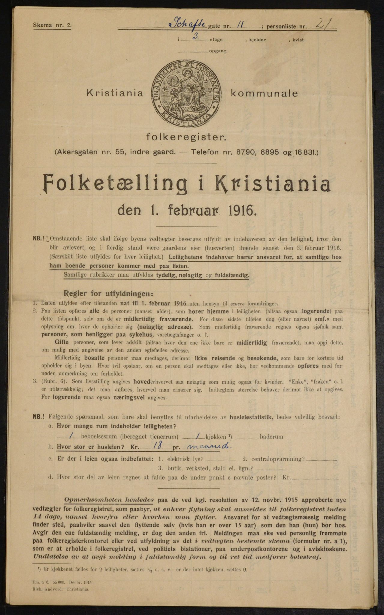 OBA, Municipal Census 1916 for Kristiania, 1916, p. 91584