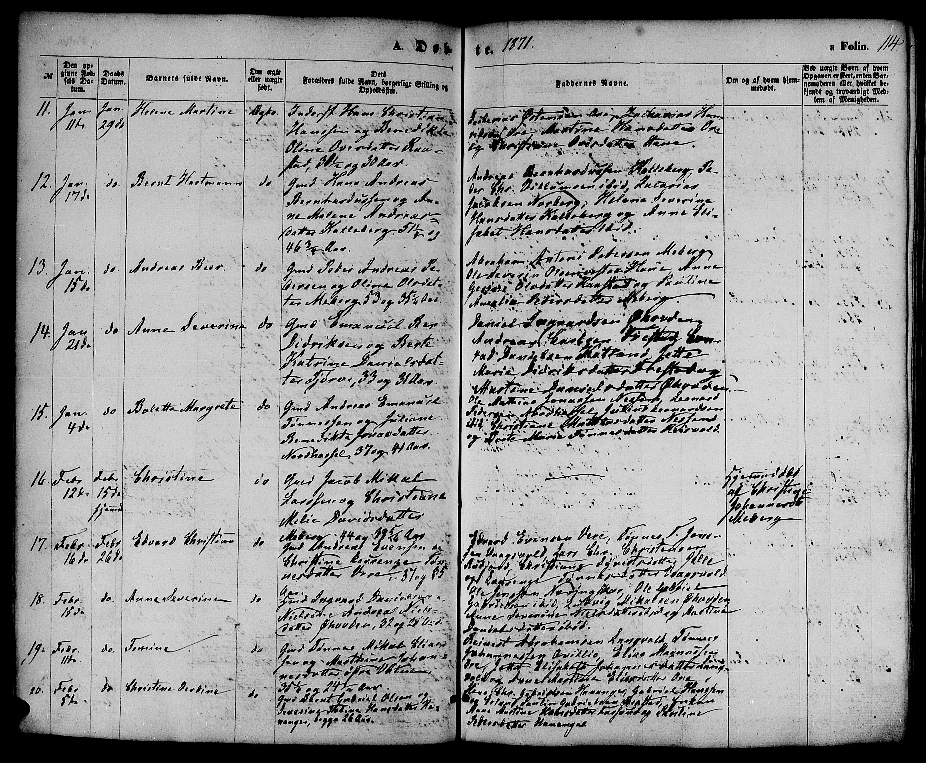 Lista sokneprestkontor, SAK/1111-0027/F/Fb/L0003: Parish register (copy) no. B 3, 1862-1877, p. 114