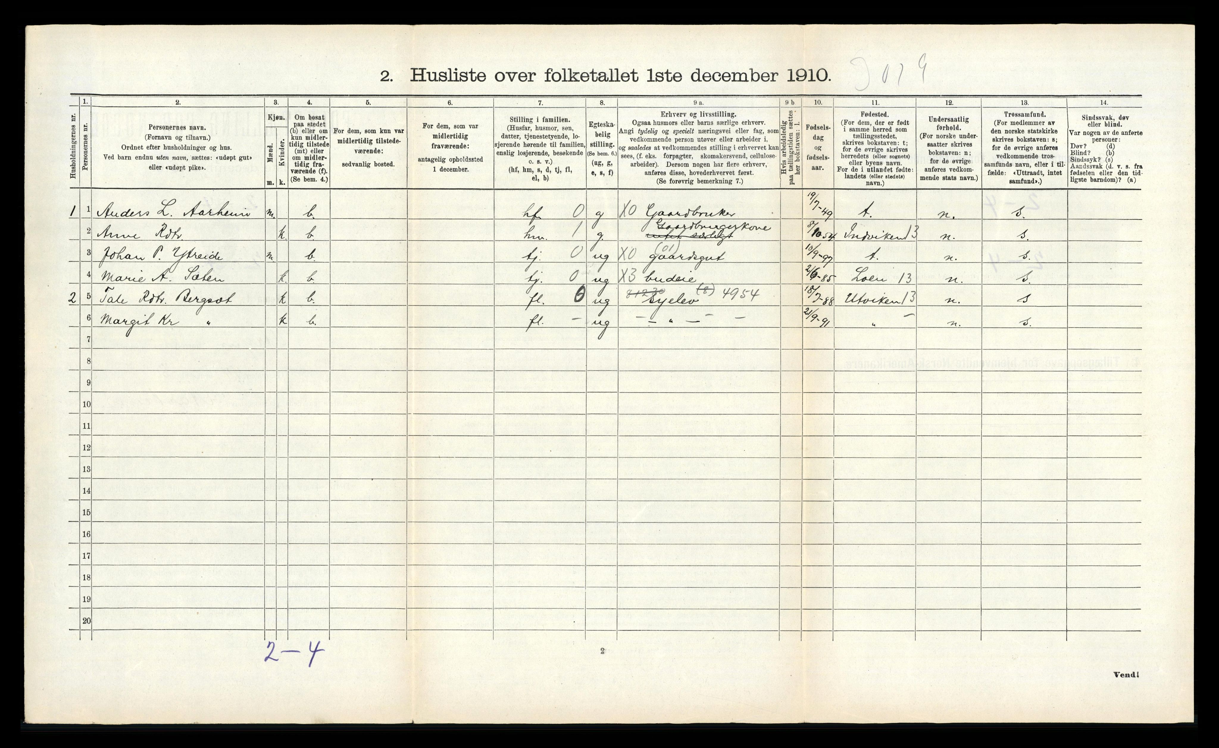 RA, 1910 census for Stryn, 1910, p. 566