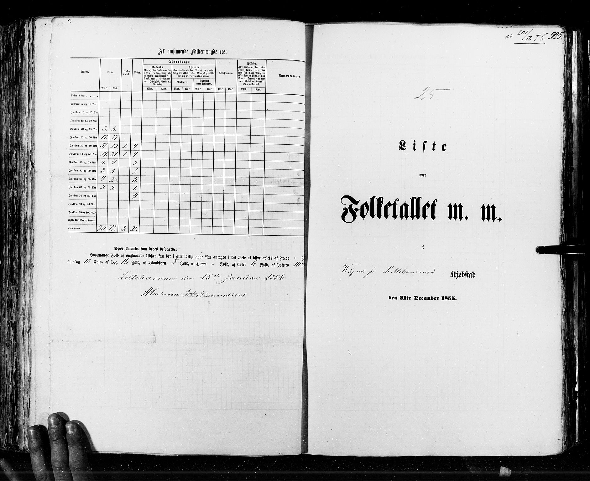 RA, Census 1855, vol. 7: Fredrikshald-Kragerø, 1855, p. 225