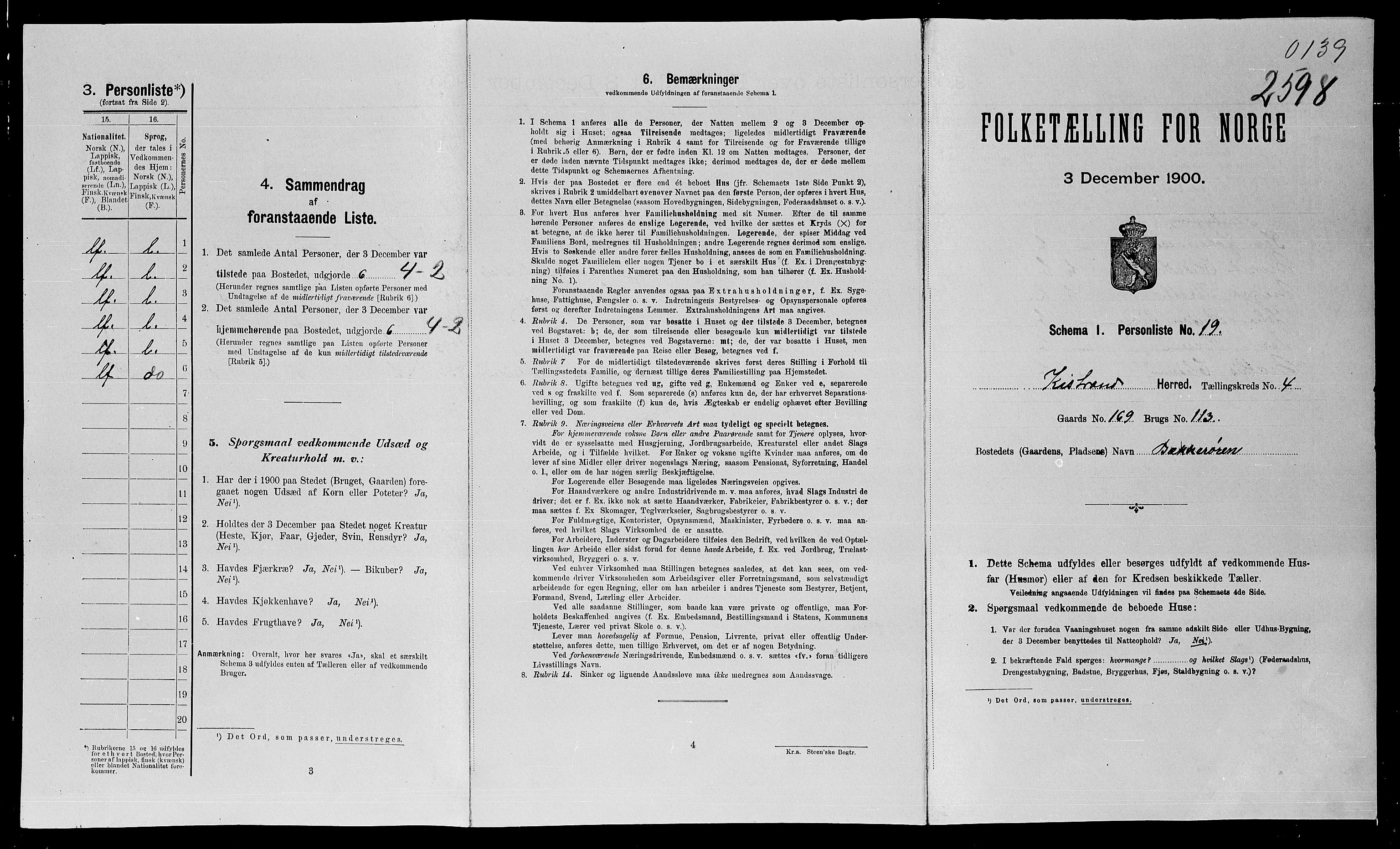 SATØ, 1900 census for Kistrand, 1900, p. 38