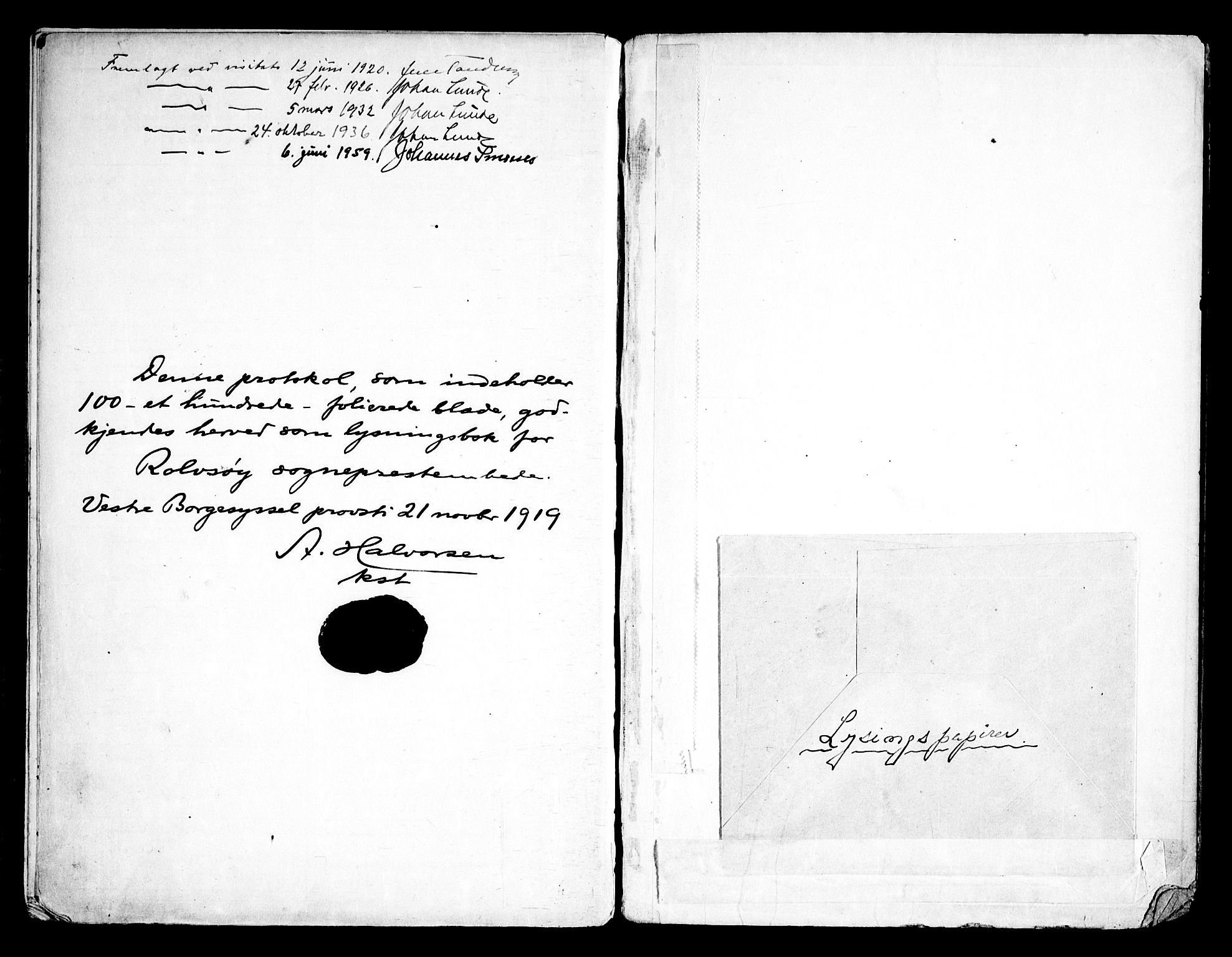 Rolvsøy prestekontor Kirkebøker, AV/SAO-A-2004/H/Ha/L0001: Banns register no. 1, 1919-1962