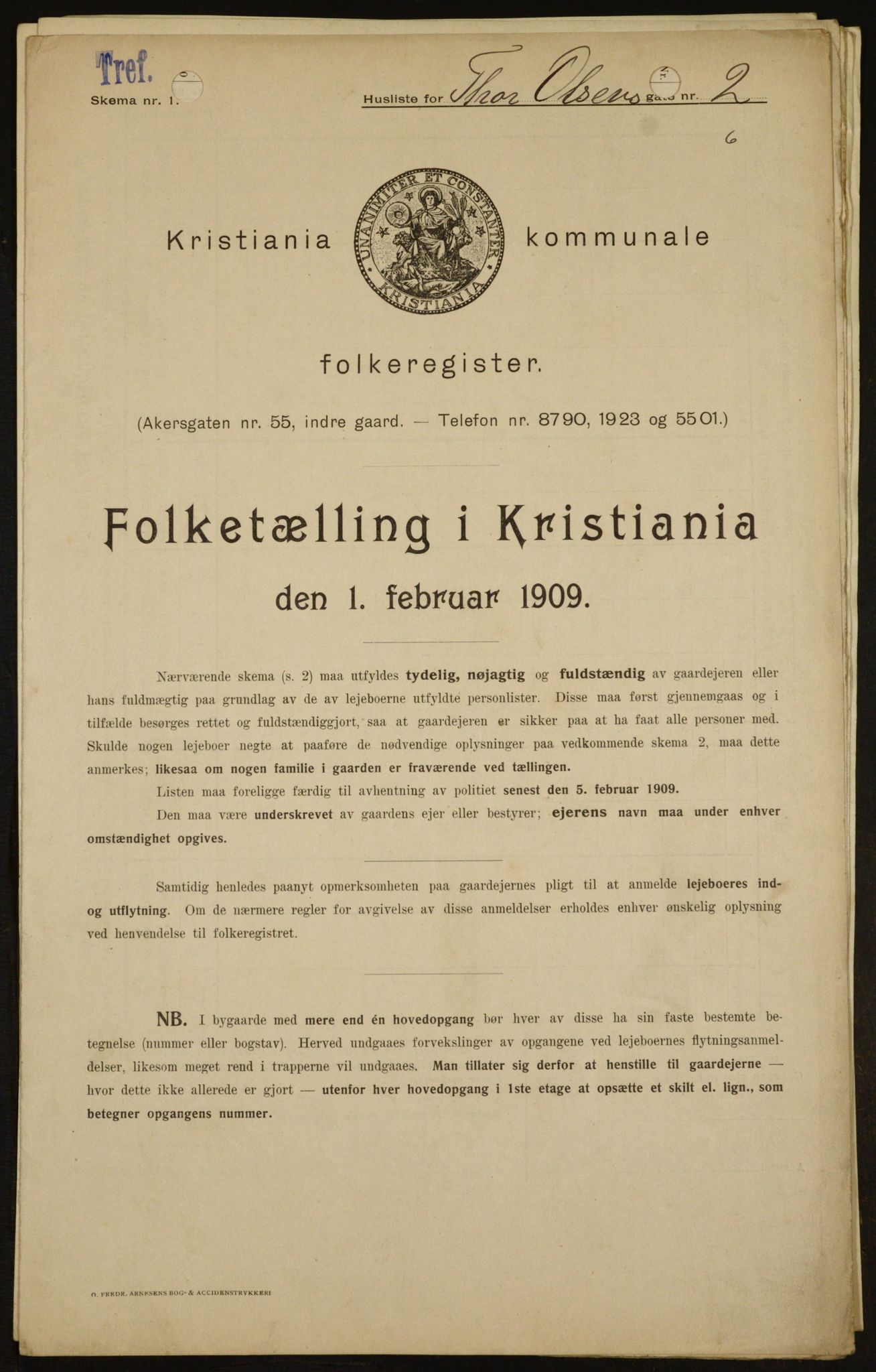 OBA, Municipal Census 1909 for Kristiania, 1909, p. 99006