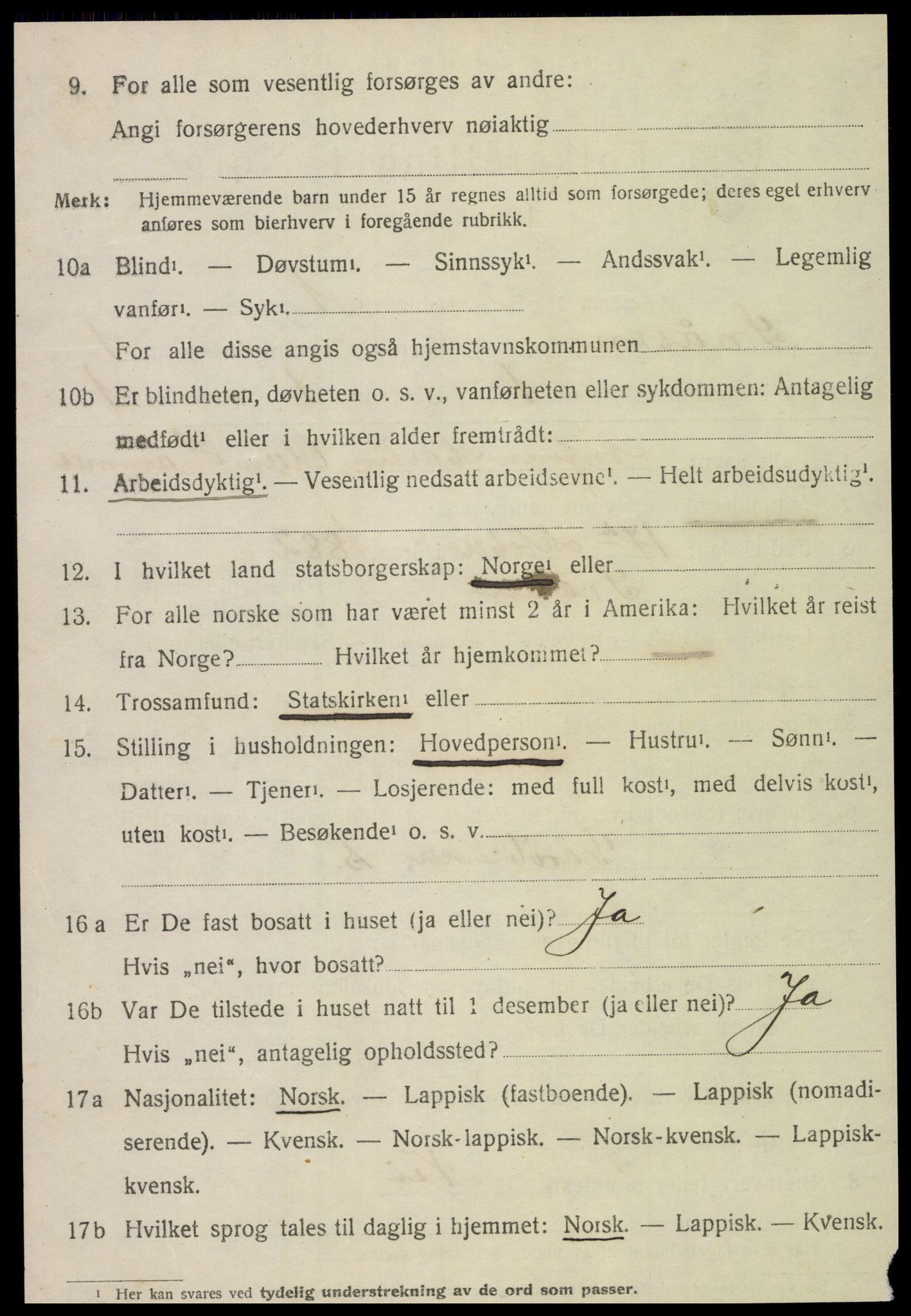 SAT, 1920 census for Snåsa, 1920, p. 1043