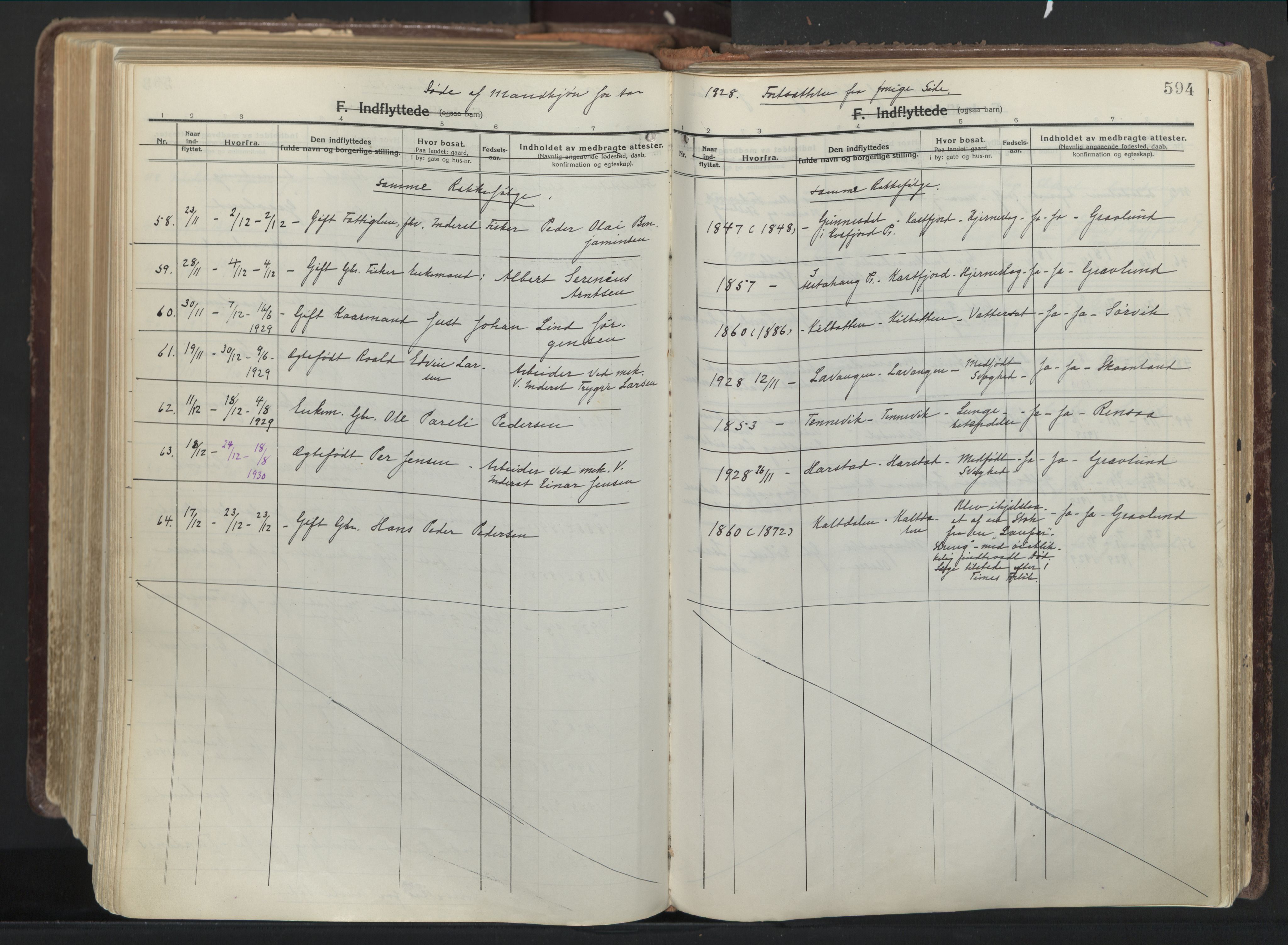 Trondenes sokneprestkontor, AV/SATØ-S-1319/H/Ha/L0019kirke: Parish register (official) no. 19, 1919-1928, p. 594