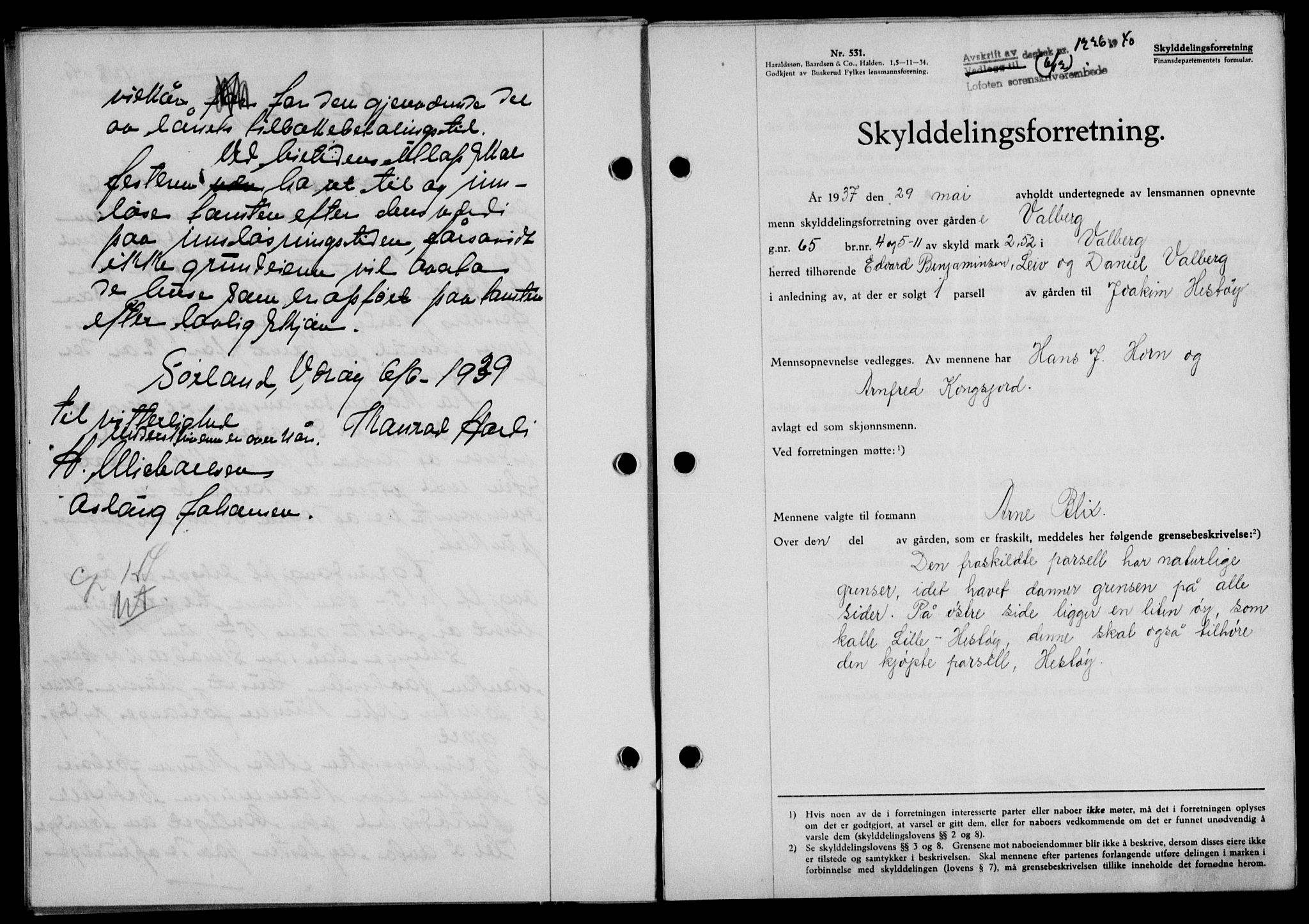 Lofoten sorenskriveri, SAT/A-0017/1/2/2C/L0008a: Mortgage book no. 8a, 1940-1941, Diary no: : 1226/1940