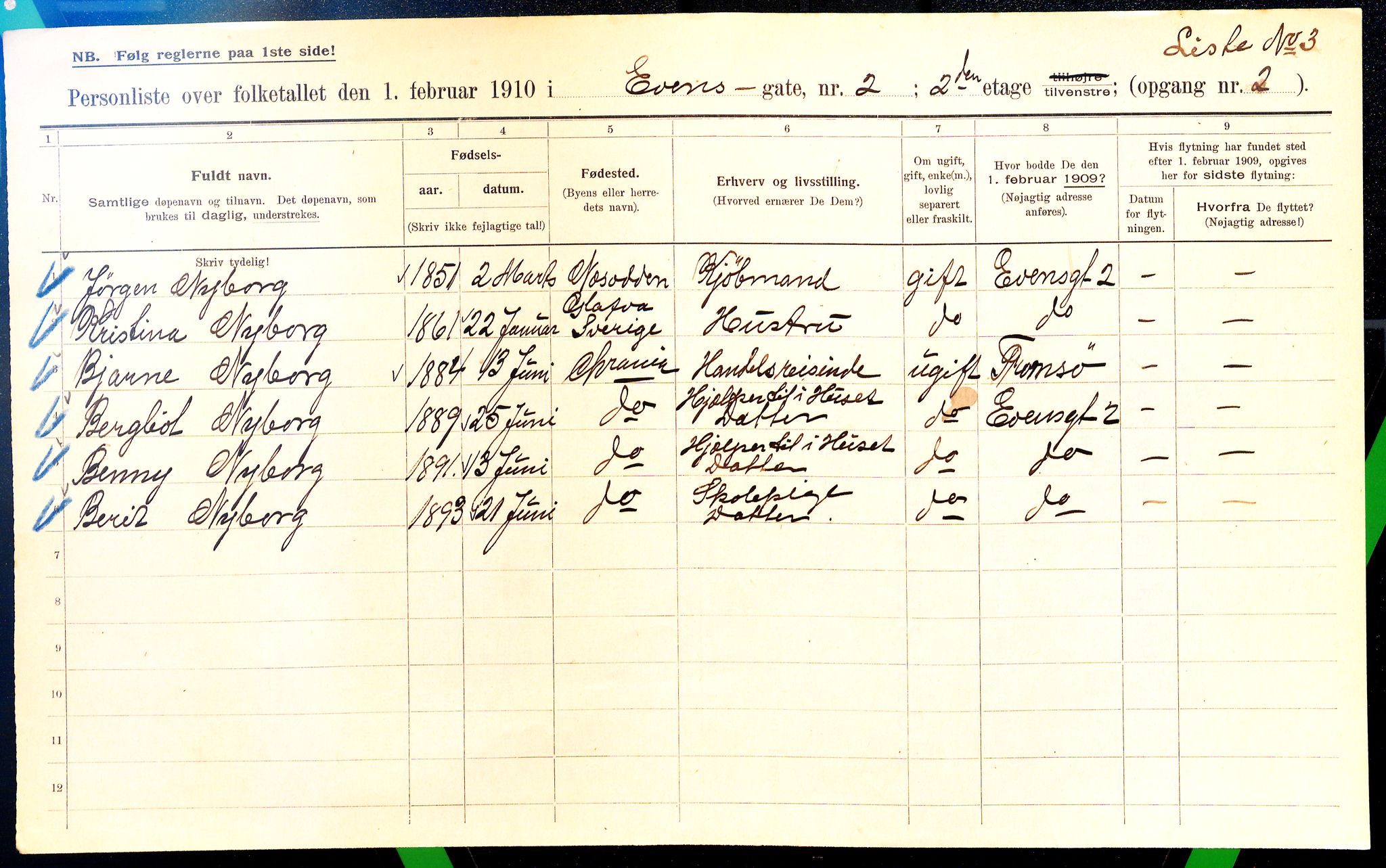 OBA, Municipal Census 1910 for Kristiania, 1910, p. 21512