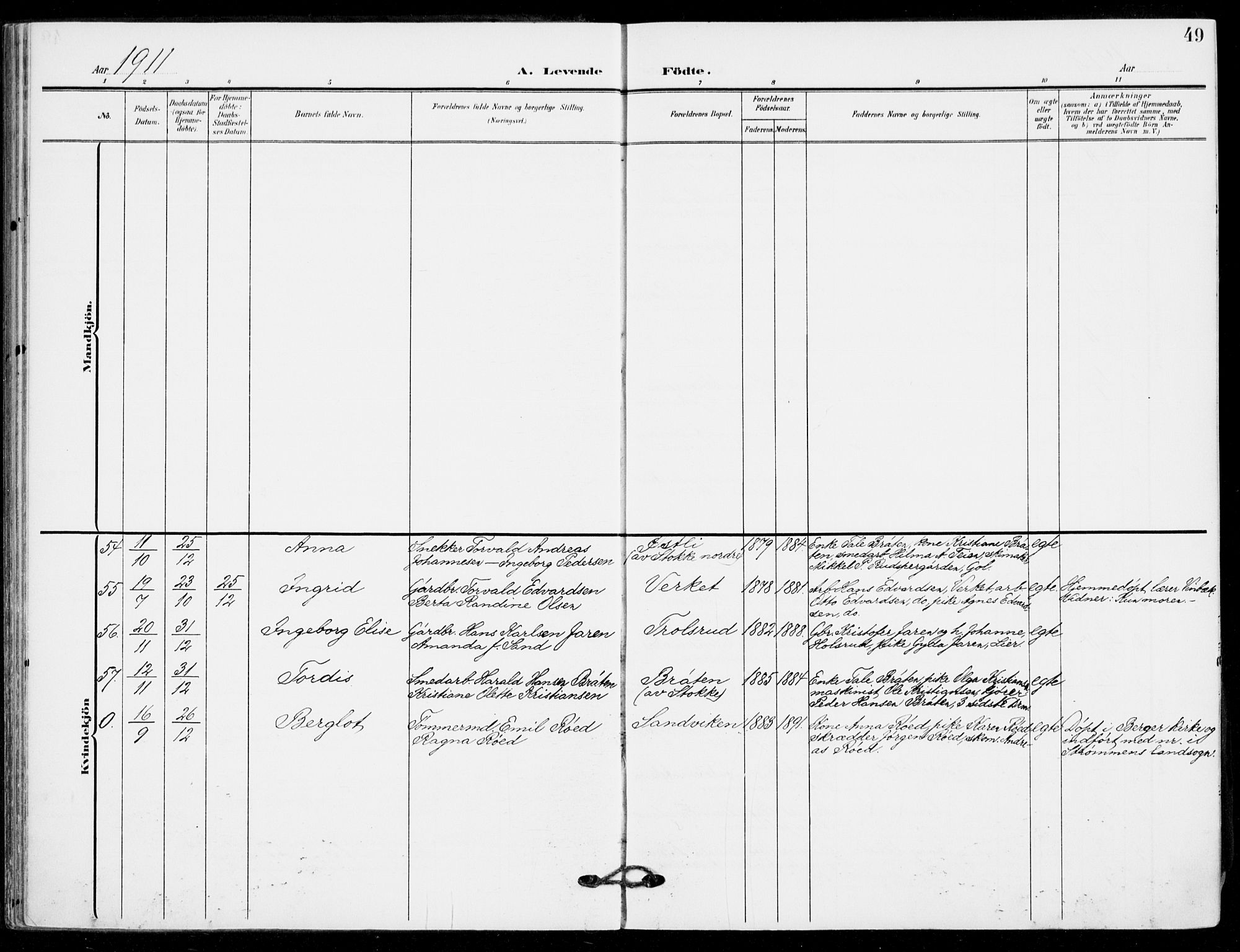 Sande Kirkebøker, AV/SAKO-A-53/F/Fa/L0008: Parish register (official) no. 8, 1904-1921, p. 49