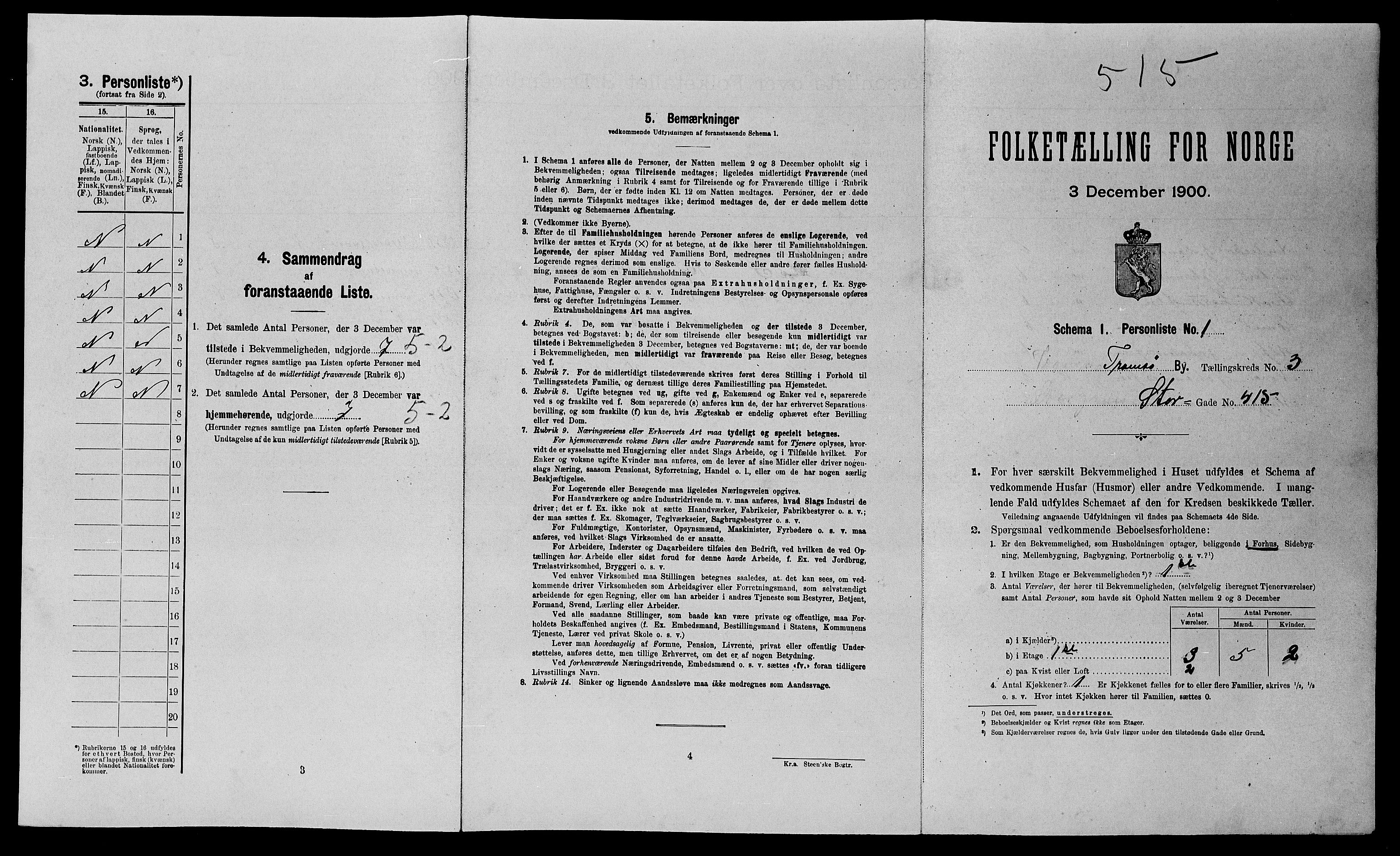 SATØ, 1900 census for Tromsø, 1900, p. 654