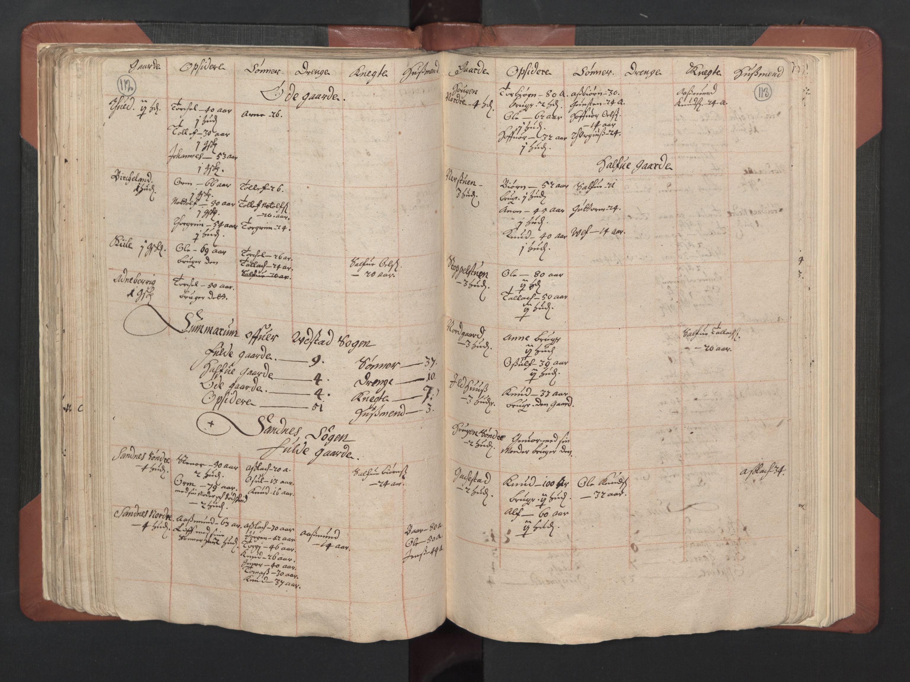 RA, Bailiff's Census 1664-1666, no. 8: Råbyggelaget fogderi, 1664-1665, p. 112-113