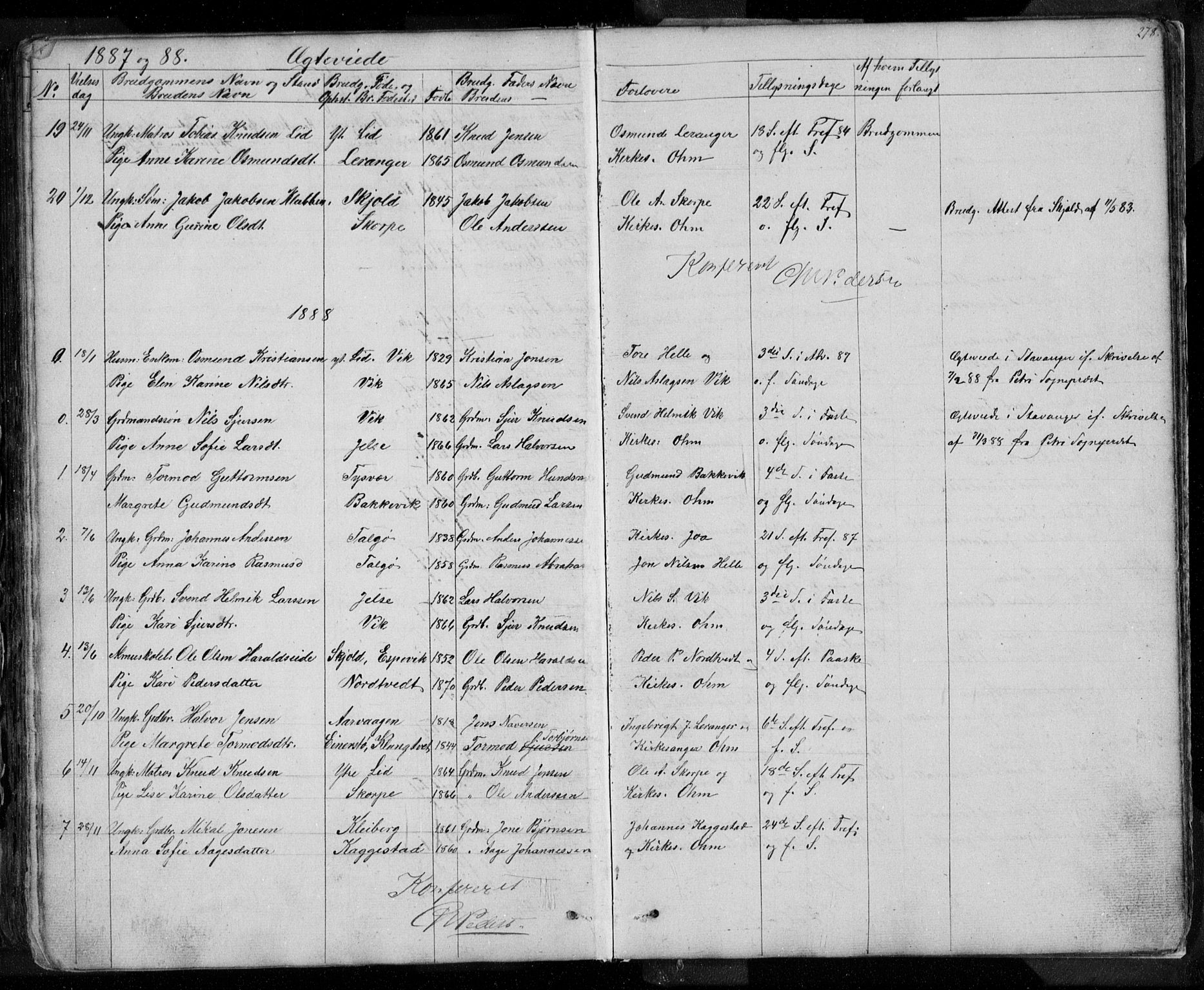 Nedstrand sokneprestkontor, SAST/A-101841/01/V: Parish register (copy) no. B 3, 1848-1933, p. 278
