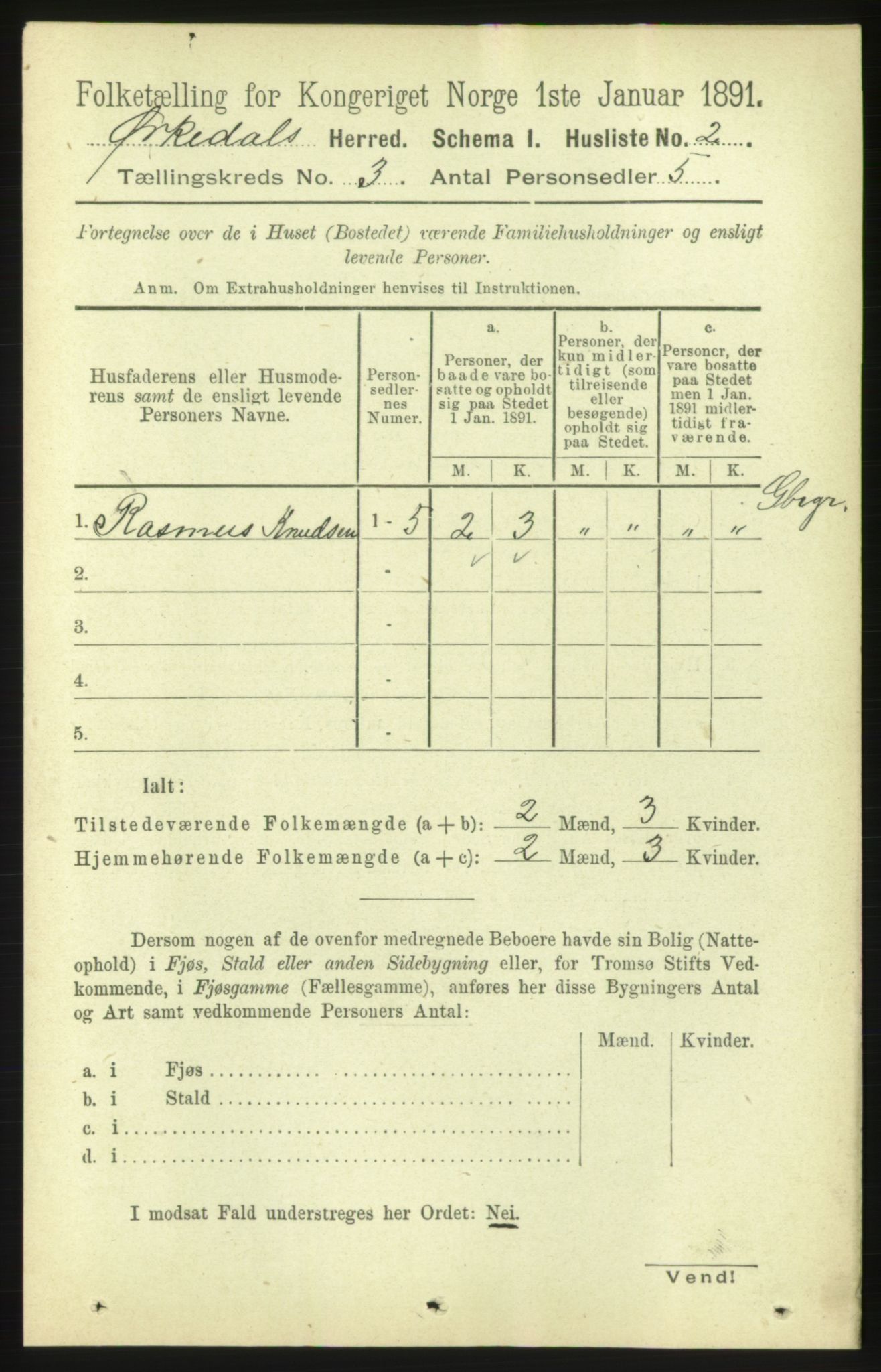 RA, 1891 census for 1638 Orkdal, 1891, p. 1419