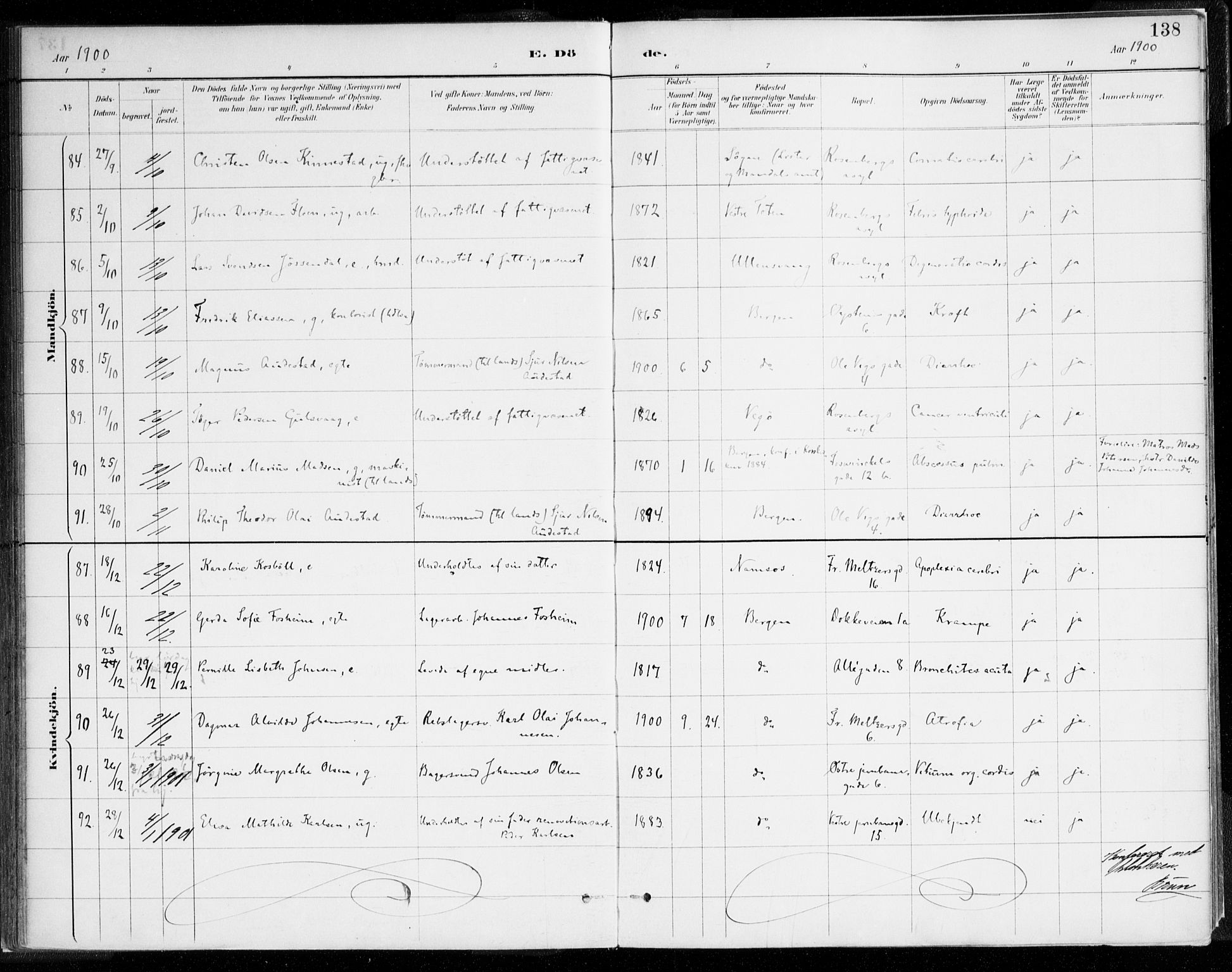 Johanneskirken sokneprestembete, AV/SAB-A-76001/H/Haa/L0019: Parish register (official) no. E 1, 1885-1915, p. 138