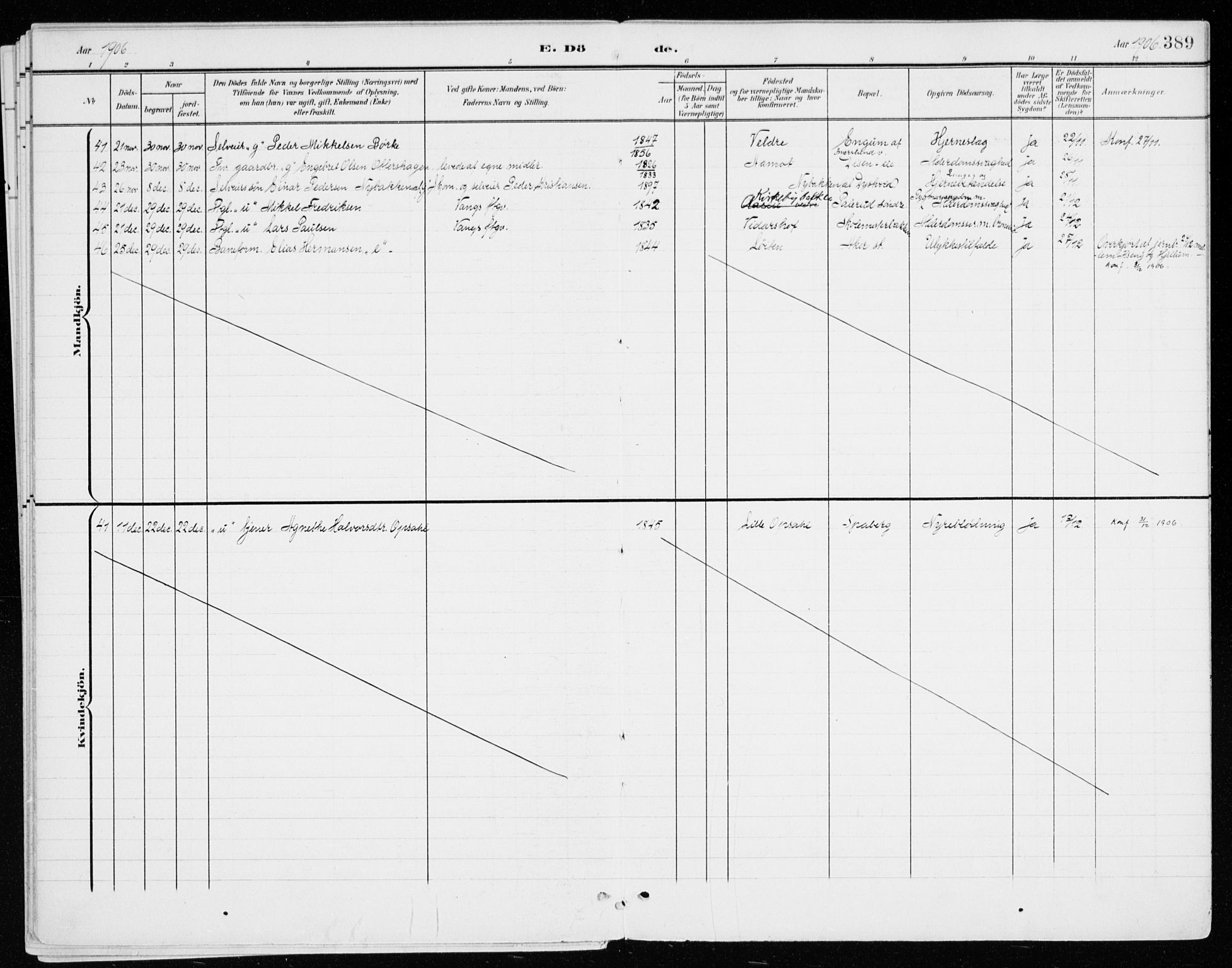 Vang prestekontor, Hedmark, AV/SAH-PREST-008/H/Ha/Haa/L0021: Parish register (official) no. 21, 1902-1917, p. 389