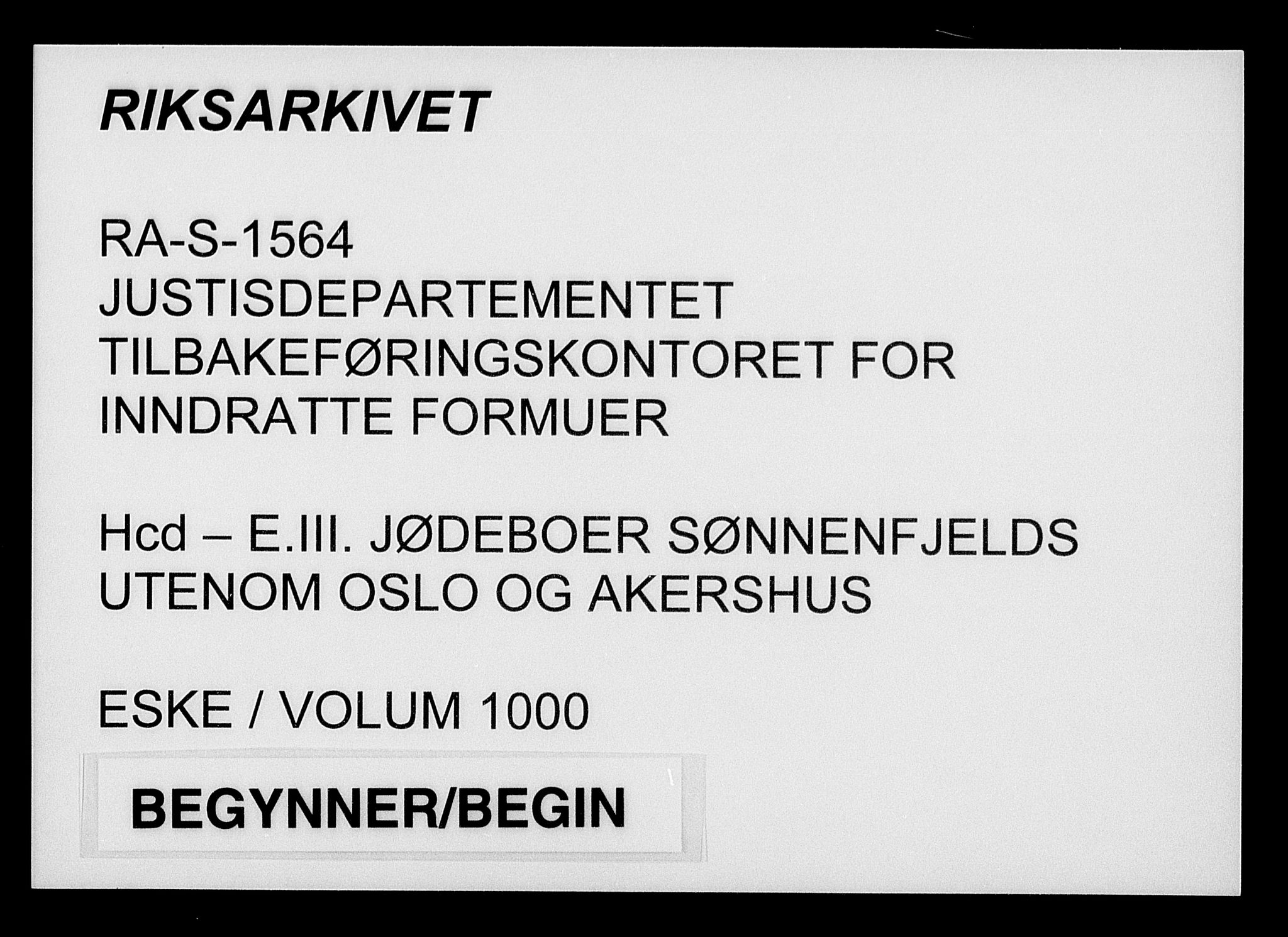 Justisdepartementet, Tilbakeføringskontoret for inndratte formuer, AV/RA-S-1564/H/Hc/Hcd/L1000: --, 1945-1947, p. 1