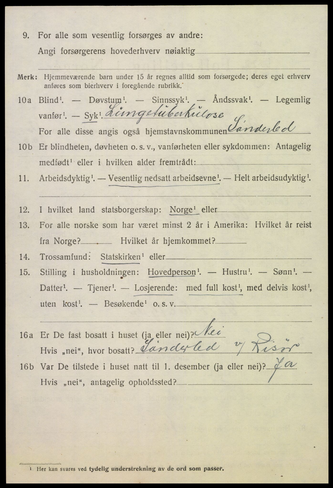 SAK, 1920 census for Bygland, 1920, p. 4496