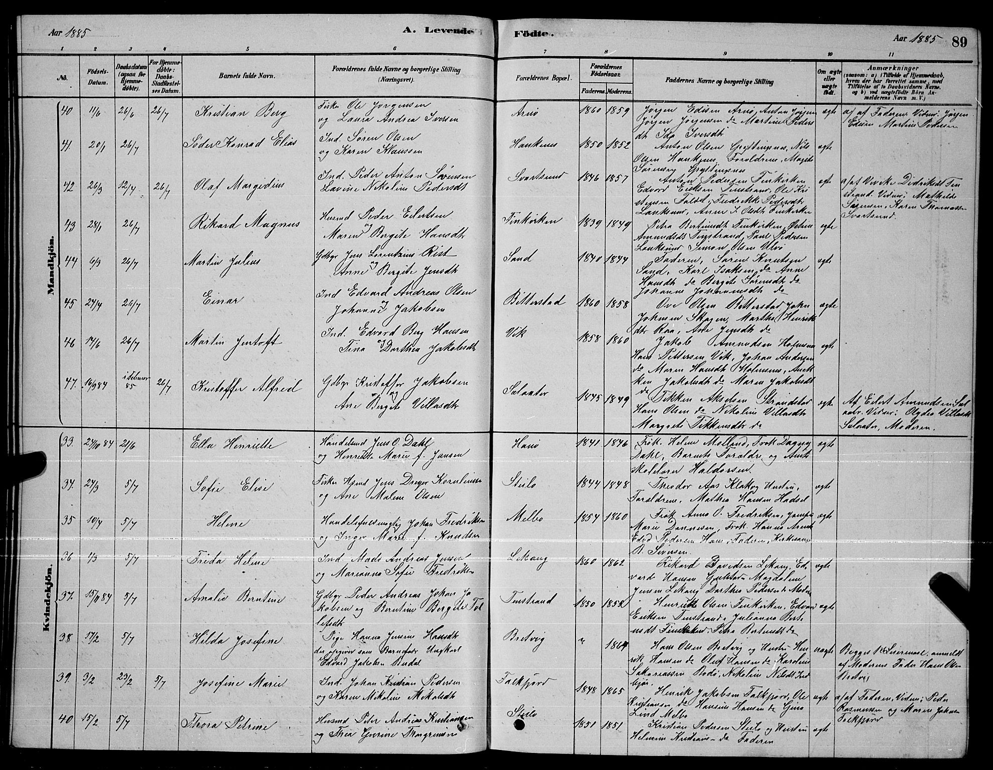 Ministerialprotokoller, klokkerbøker og fødselsregistre - Nordland, SAT/A-1459/888/L1267: Parish register (copy) no. 888C05, 1878-1890, p. 89