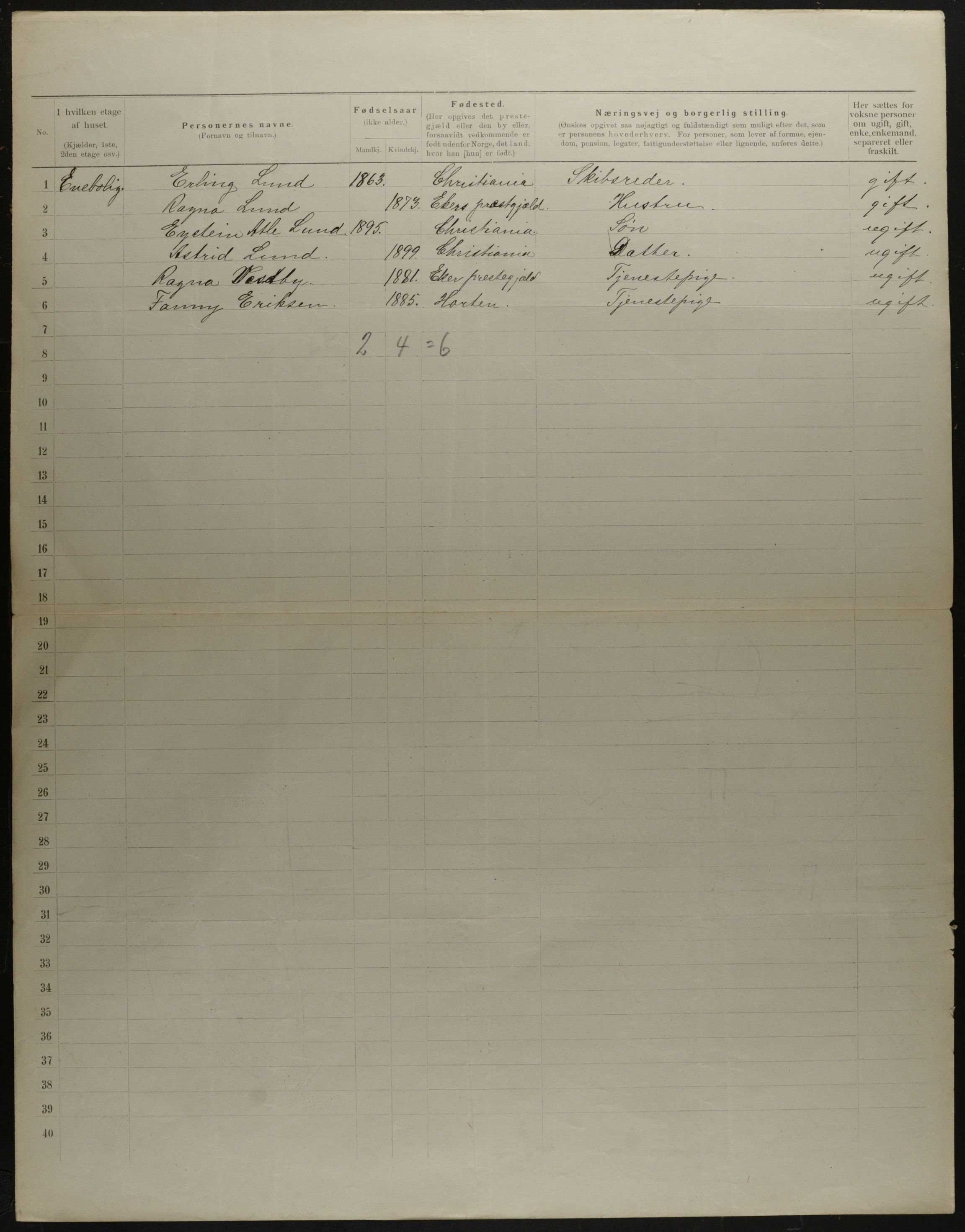 OBA, Municipal Census 1901 for Kristiania, 1901, p. 16341