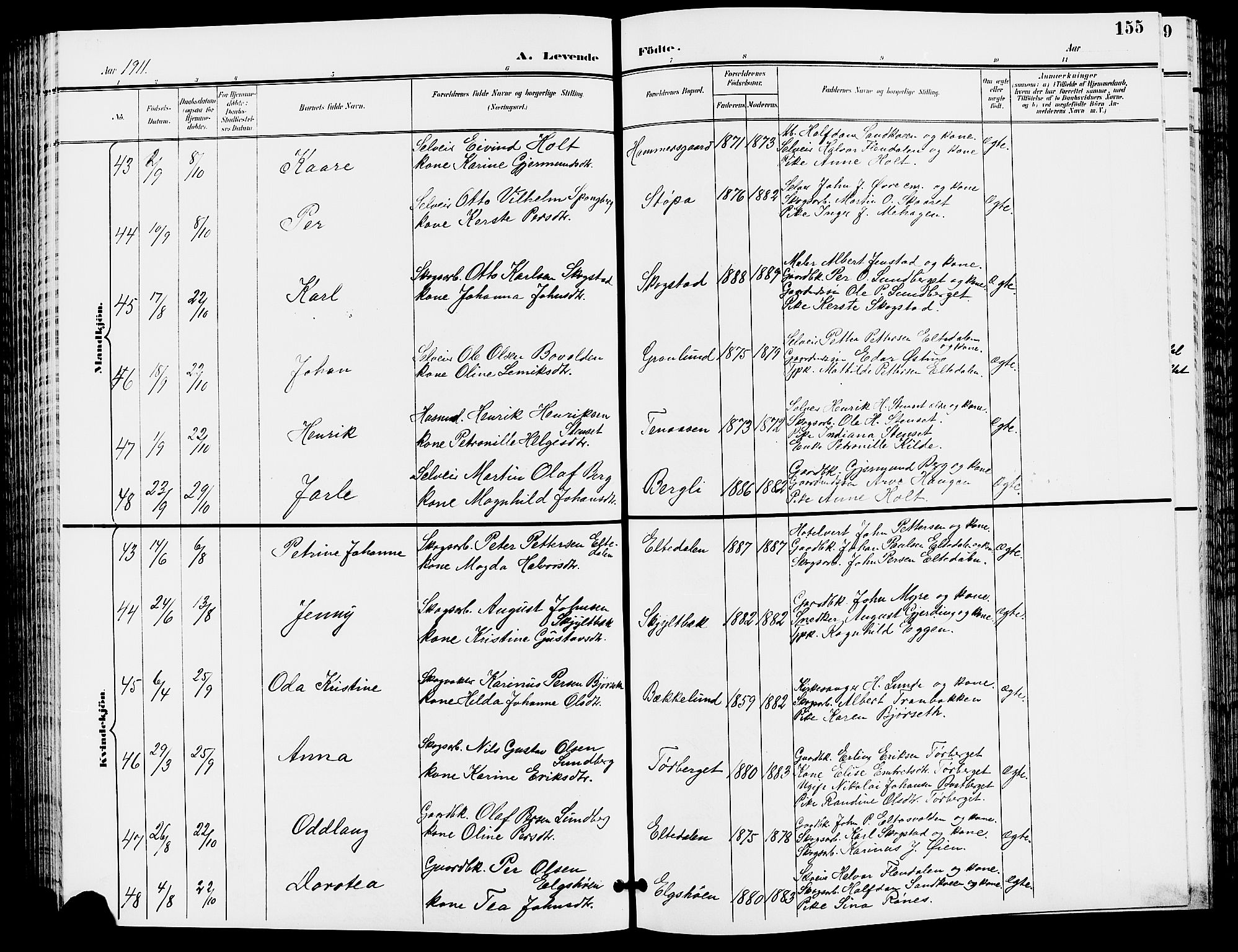 Trysil prestekontor, AV/SAH-PREST-046/H/Ha/Hab/L0006: Parish register (copy) no. 6, 1896-1912, p. 155