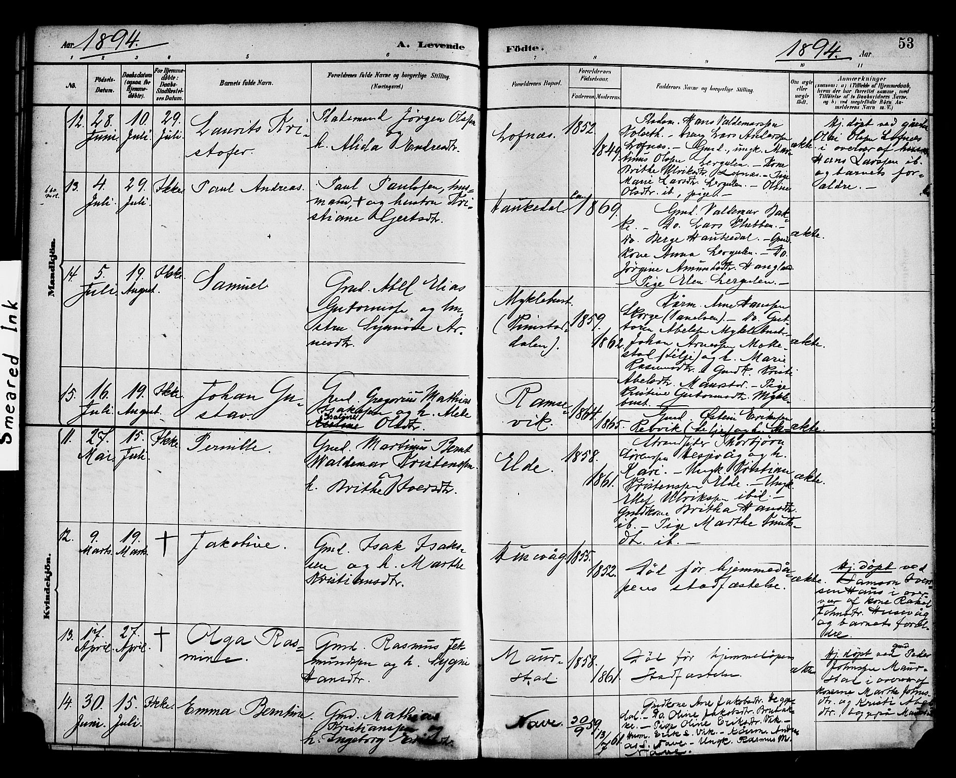 Davik sokneprestembete, SAB/A-79701/H/Haa/Haad/L0001: Parish register (official) no. D 1, 1882-1900, p. 53