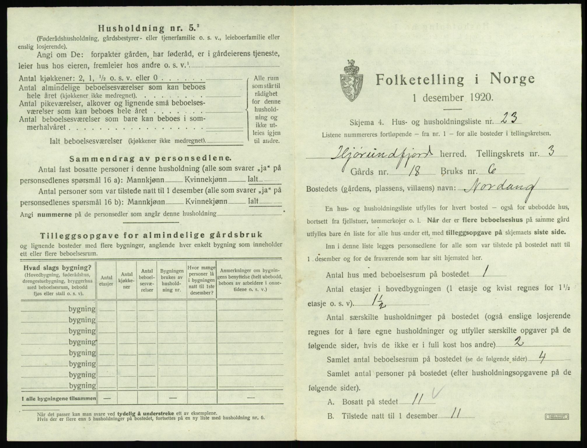 SAT, 1920 census for Hjørundfjord, 1920, p. 169