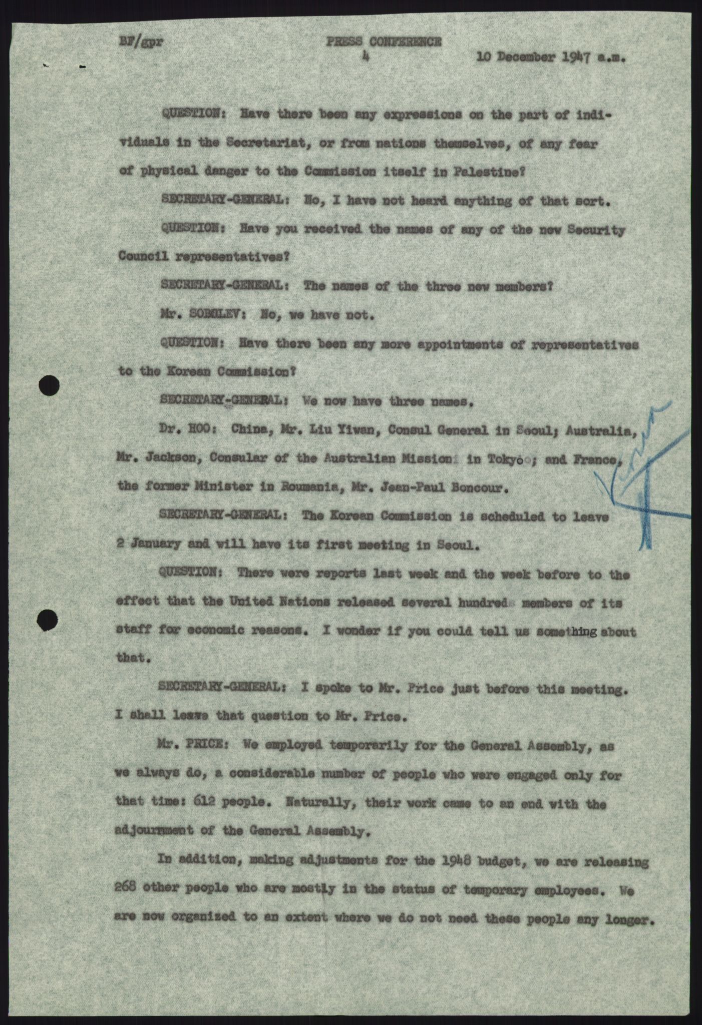 Lie, Trygve, AV/RA-PA-1407/D/L0018: Generalsekretærens papirer., 1947-1951, p. 22