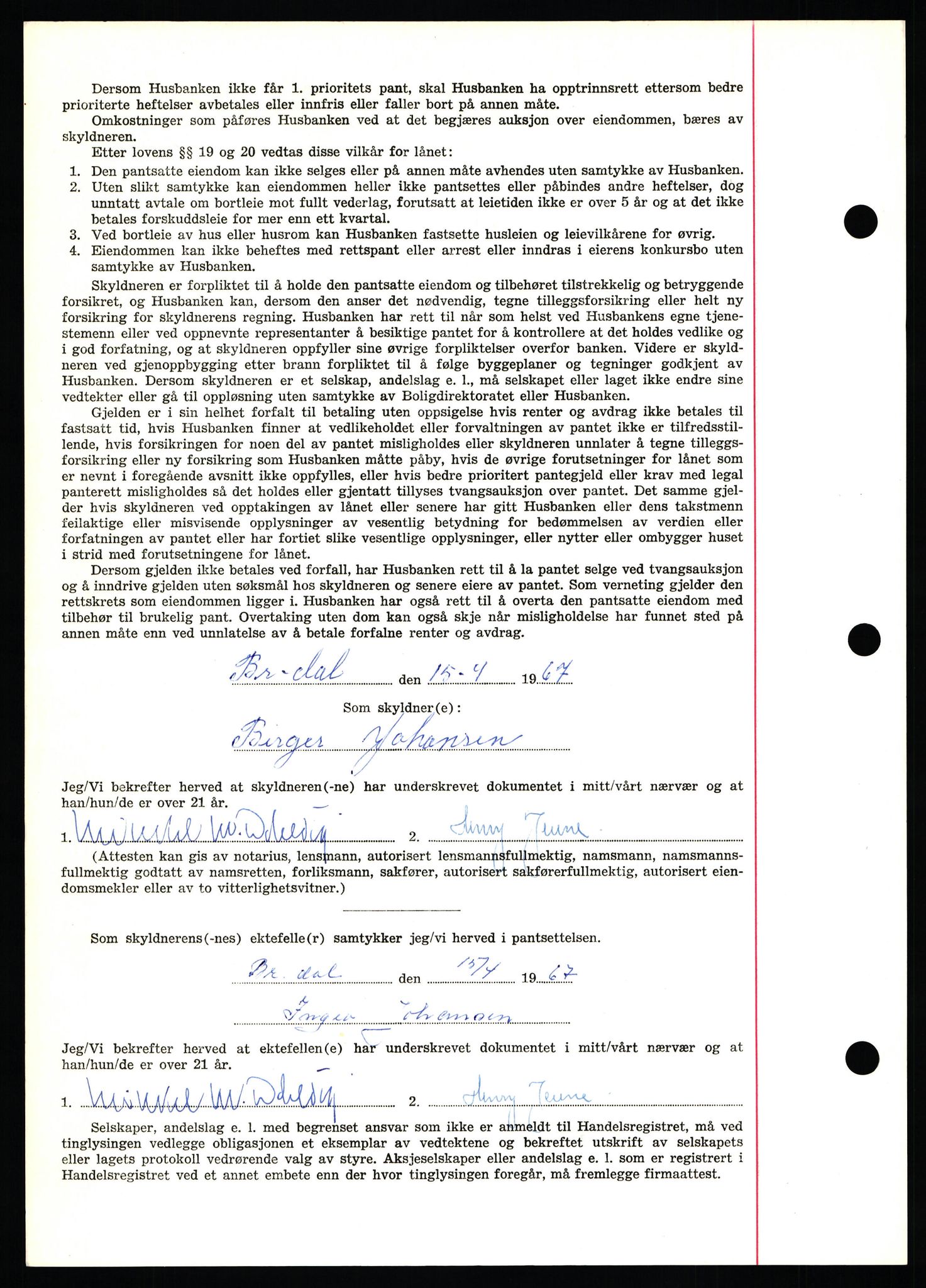 Nord-Hedmark sorenskriveri, SAH/TING-012/H/Hb/Hbf/L0071: Mortgage book no. B71, 1967-1967, Diary no: : 1746/1967