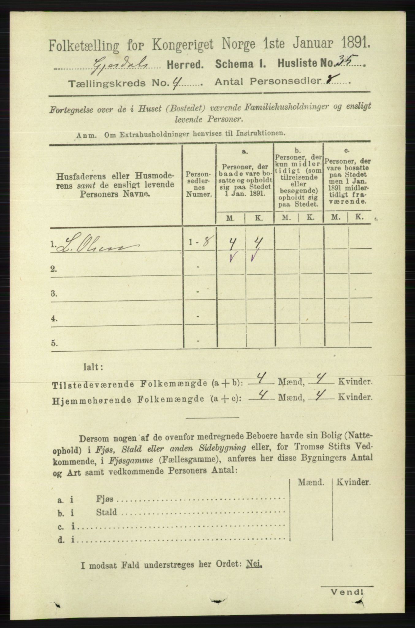 RA, 1891 census for 1122 Gjesdal, 1891, p. 1174