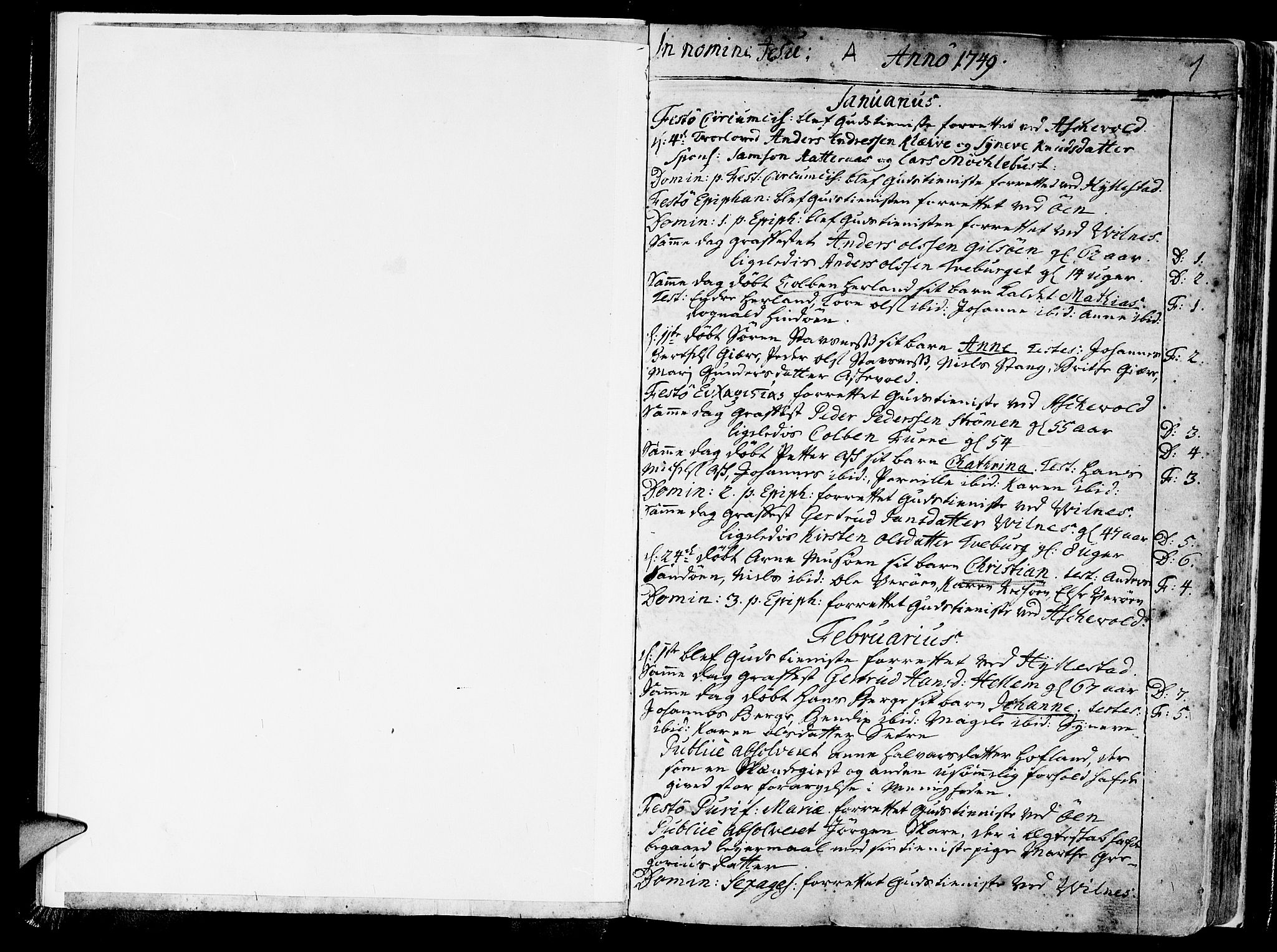 Askvoll sokneprestembete, SAB/A-79501/H/Haa/Haaa/L0008: Parish register (official) no. A 8, 1749-1775, p. 1