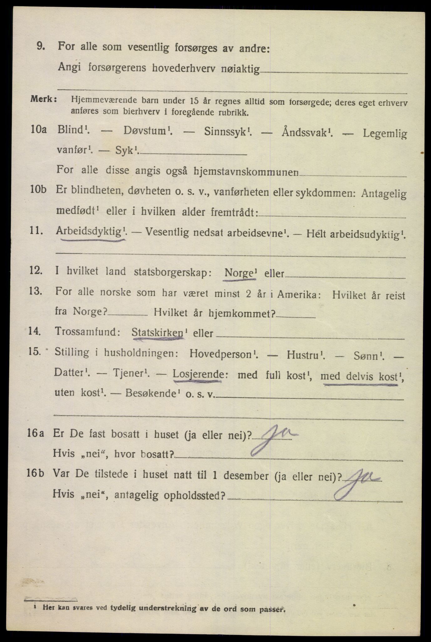 SAK, 1920 census for Oddernes, 1920, p. 10490