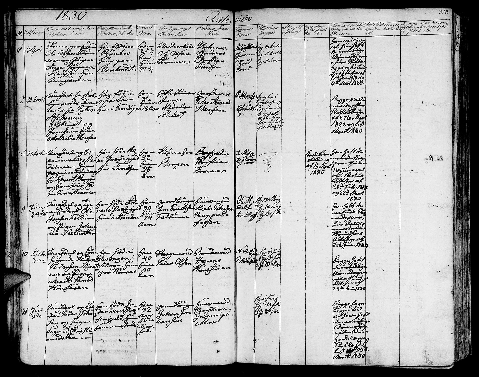 Ministerialprotokoller, klokkerbøker og fødselsregistre - Sør-Trøndelag, SAT/A-1456/602/L0109: Parish register (official) no. 602A07, 1821-1840, p. 313