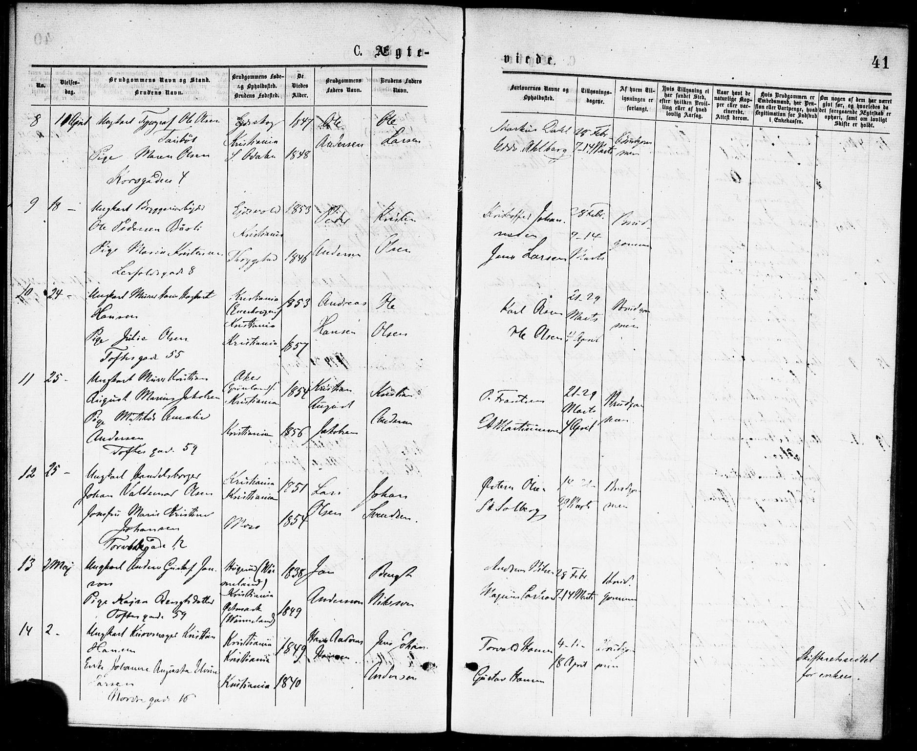 Paulus prestekontor Kirkebøker, AV/SAO-A-10871/F/Fa/L0002: Parish register (official) no. 2, 1875-1878, p. 41