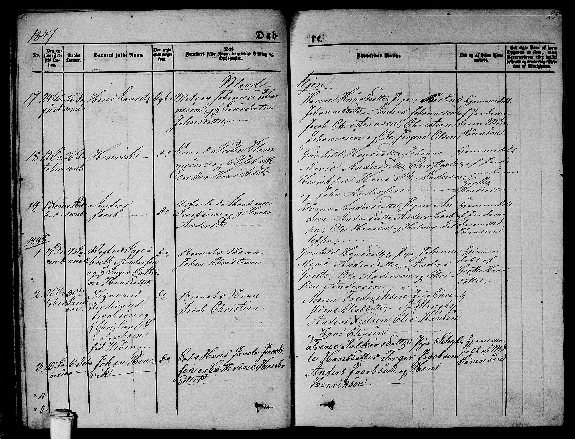 Larvik kirkebøker, SAKO/A-352/G/Gb/L0002: Parish register (copy) no. II 2, 1843-1866, p. 25