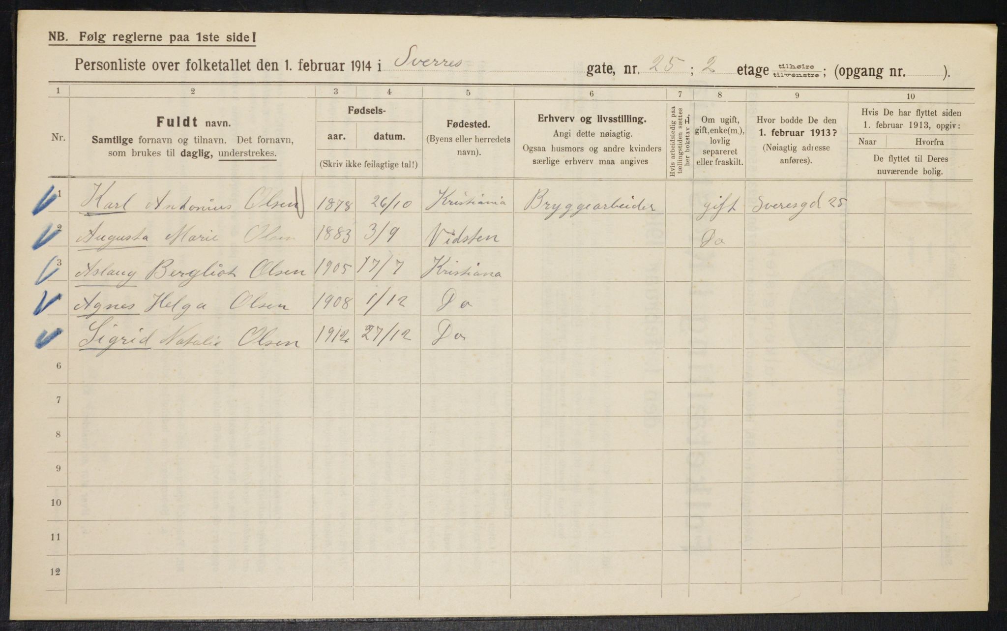 OBA, Municipal Census 1914 for Kristiania, 1914, p. 106774