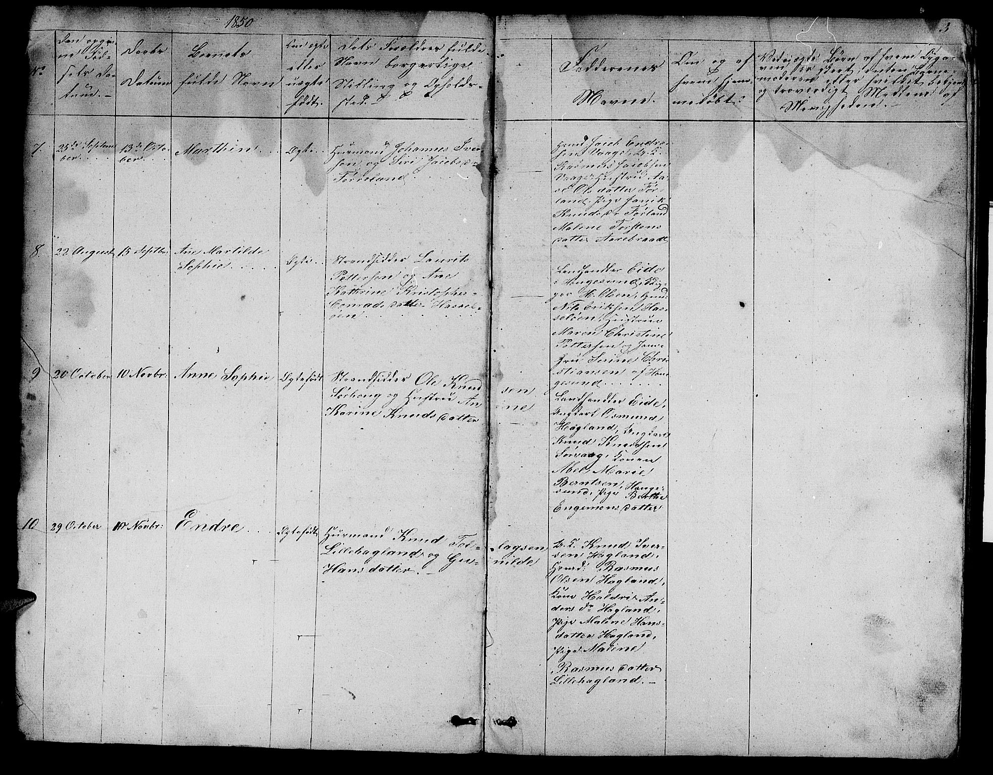 Torvastad sokneprestkontor, AV/SAST-A -101857/H/Ha/Hab/L0004: Parish register (copy) no. B 4, 1850-1864, p. 3