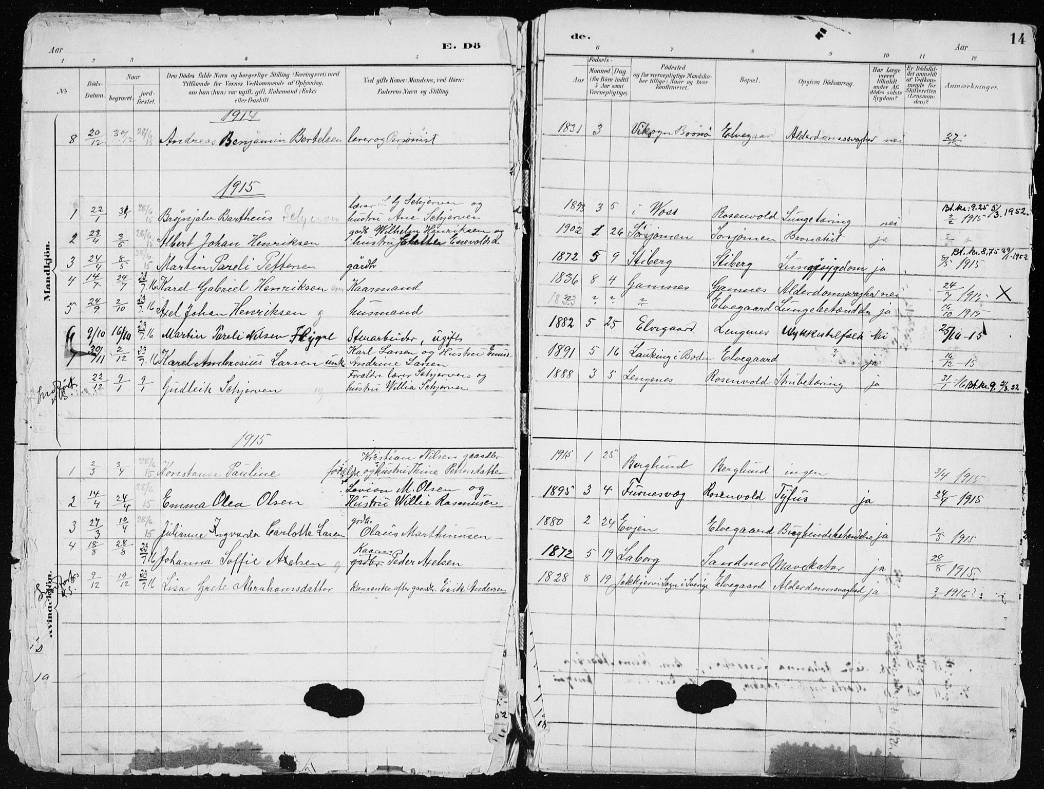 Ministerialprotokoller, klokkerbøker og fødselsregistre - Nordland, AV/SAT-A-1459/867/L0968: Parish register (copy) no. 867C03, 1885-1928, p. 14