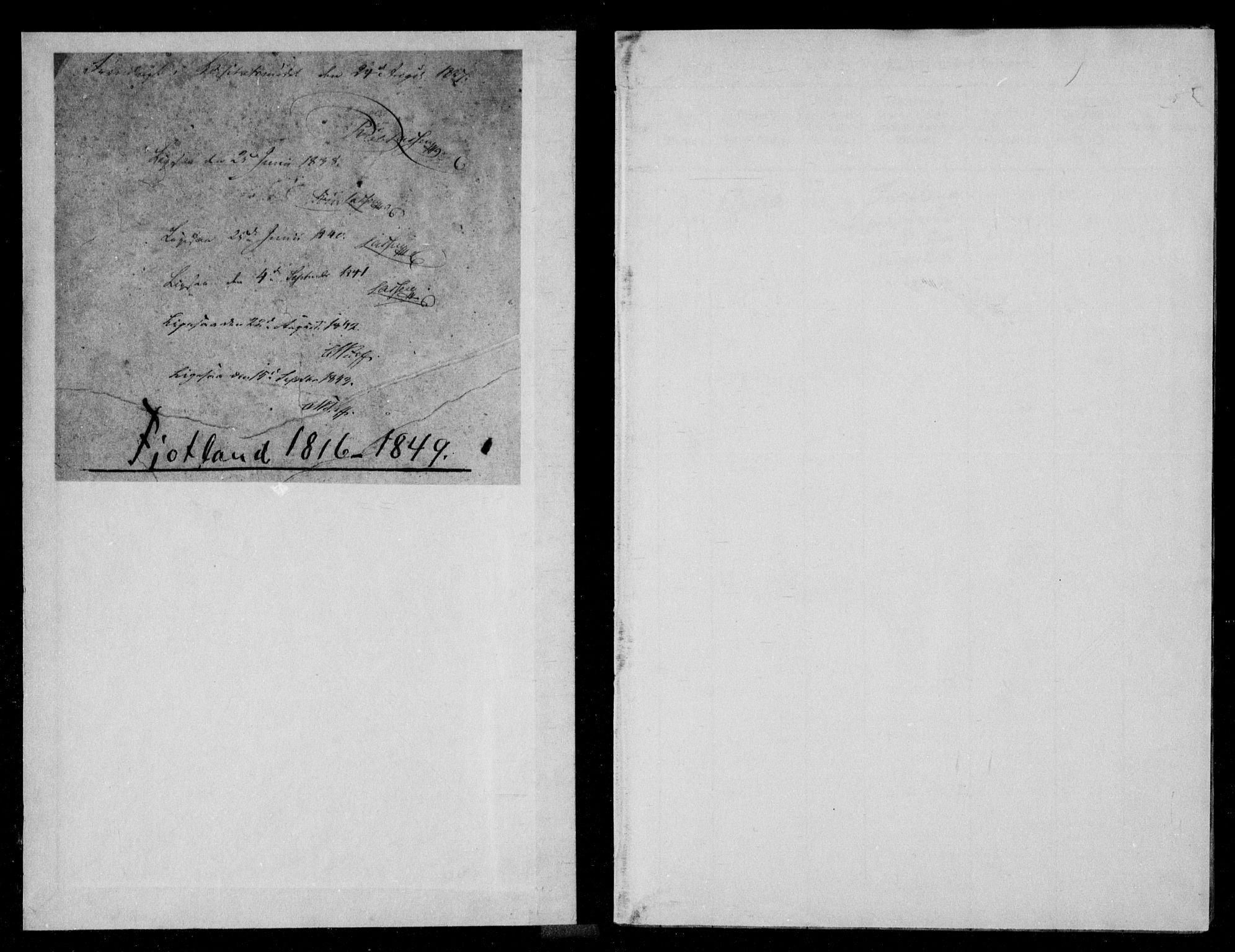 Fjotland sokneprestkontor, SAK/1111-0010/F/Fb/L0001: Parish register (copy) no. B 1, 1816-1849