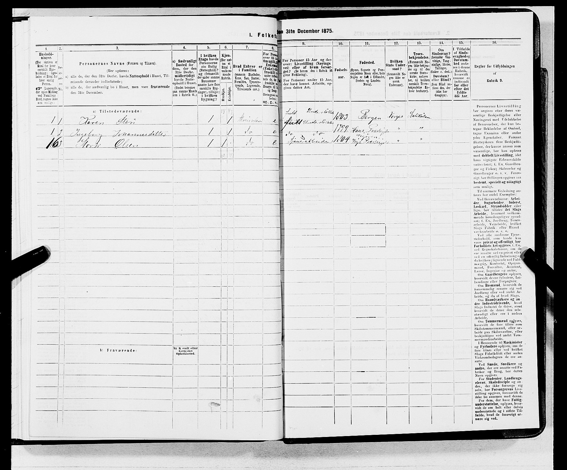 SAB, 1875 census for 1301 Bergen, 1875, p. 3873