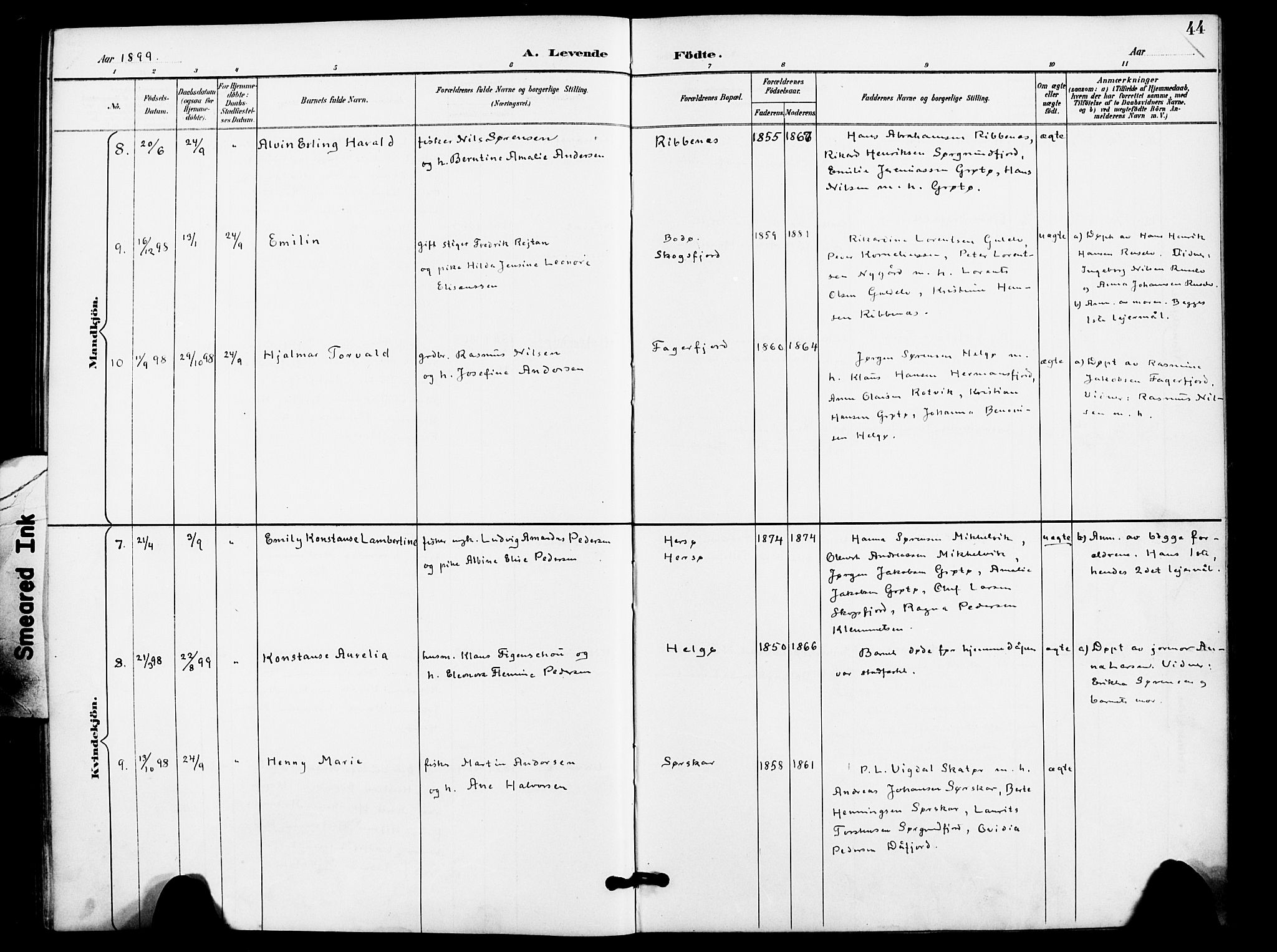 Karlsøy sokneprestembete, AV/SATØ-S-1299/H/Ha/Haa/L0012kirke: Parish register (official) no. 12, 1892-1902, p. 44