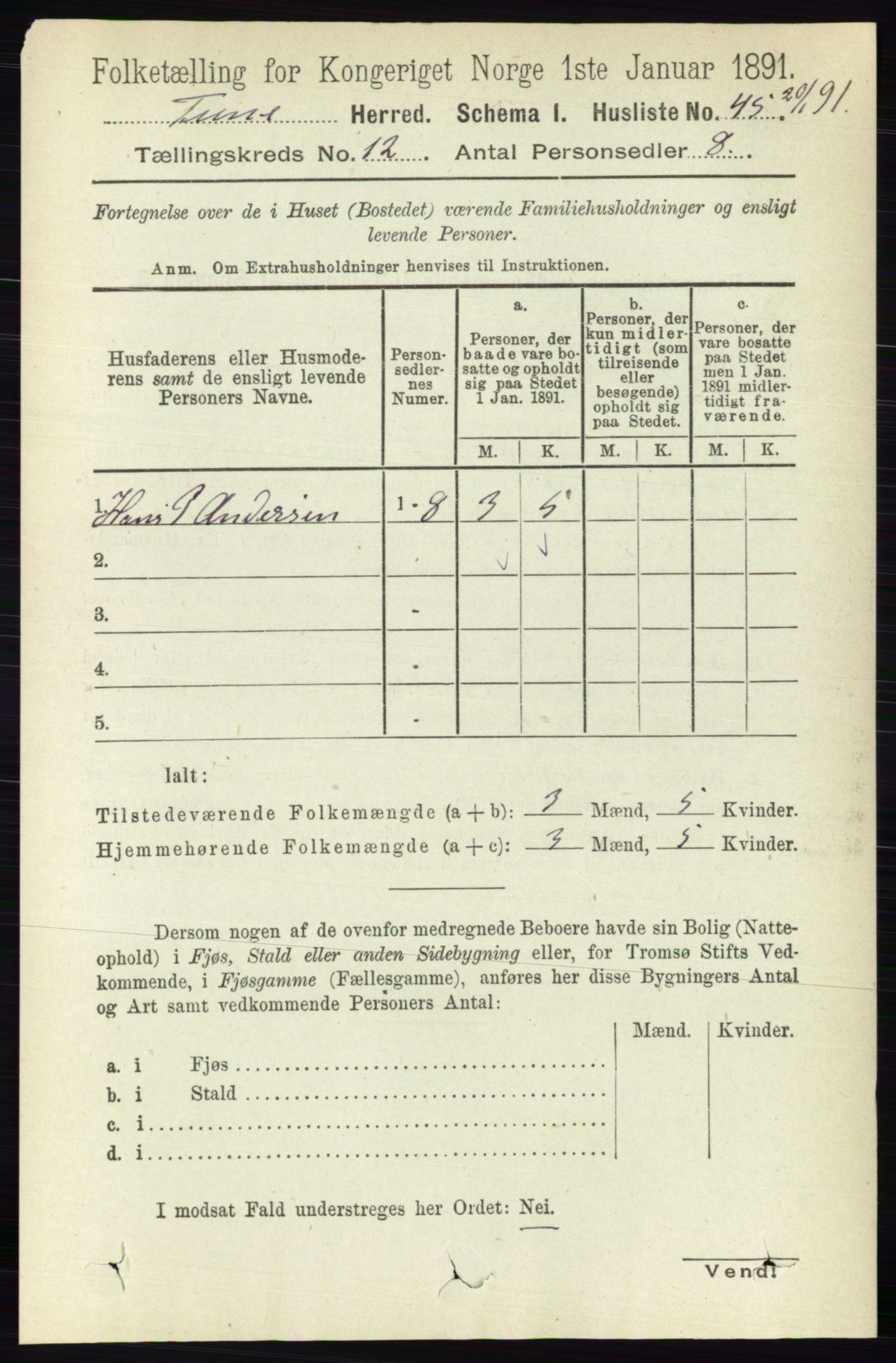 RA, 1891 census for 0130 Tune, 1891, p. 7206