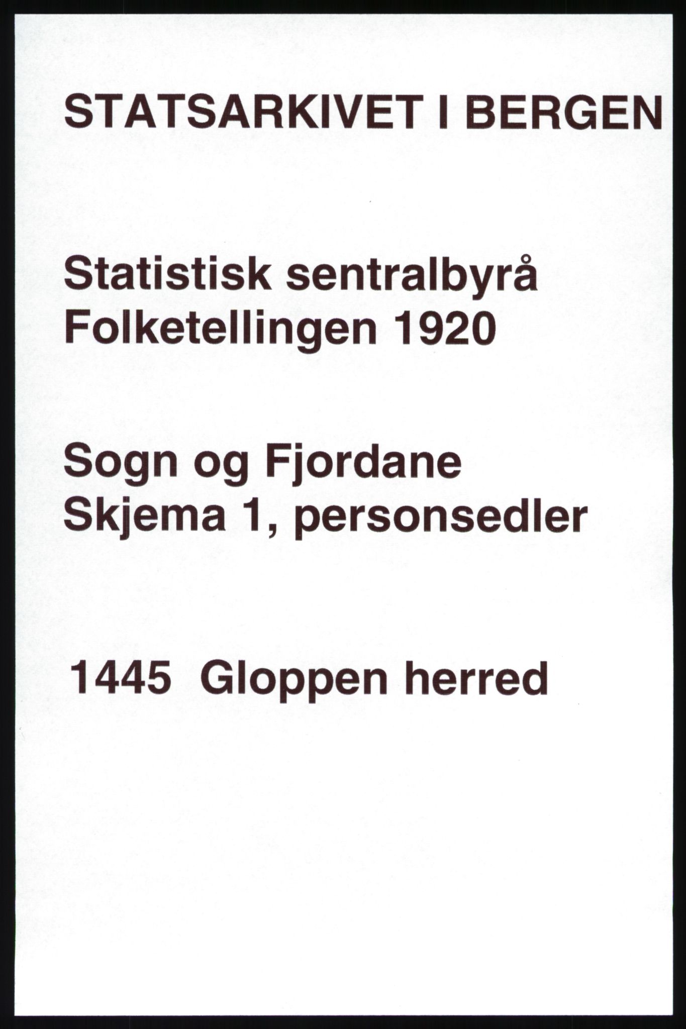 SAB, 1920 census for Gloppen, 1920, p. 1104