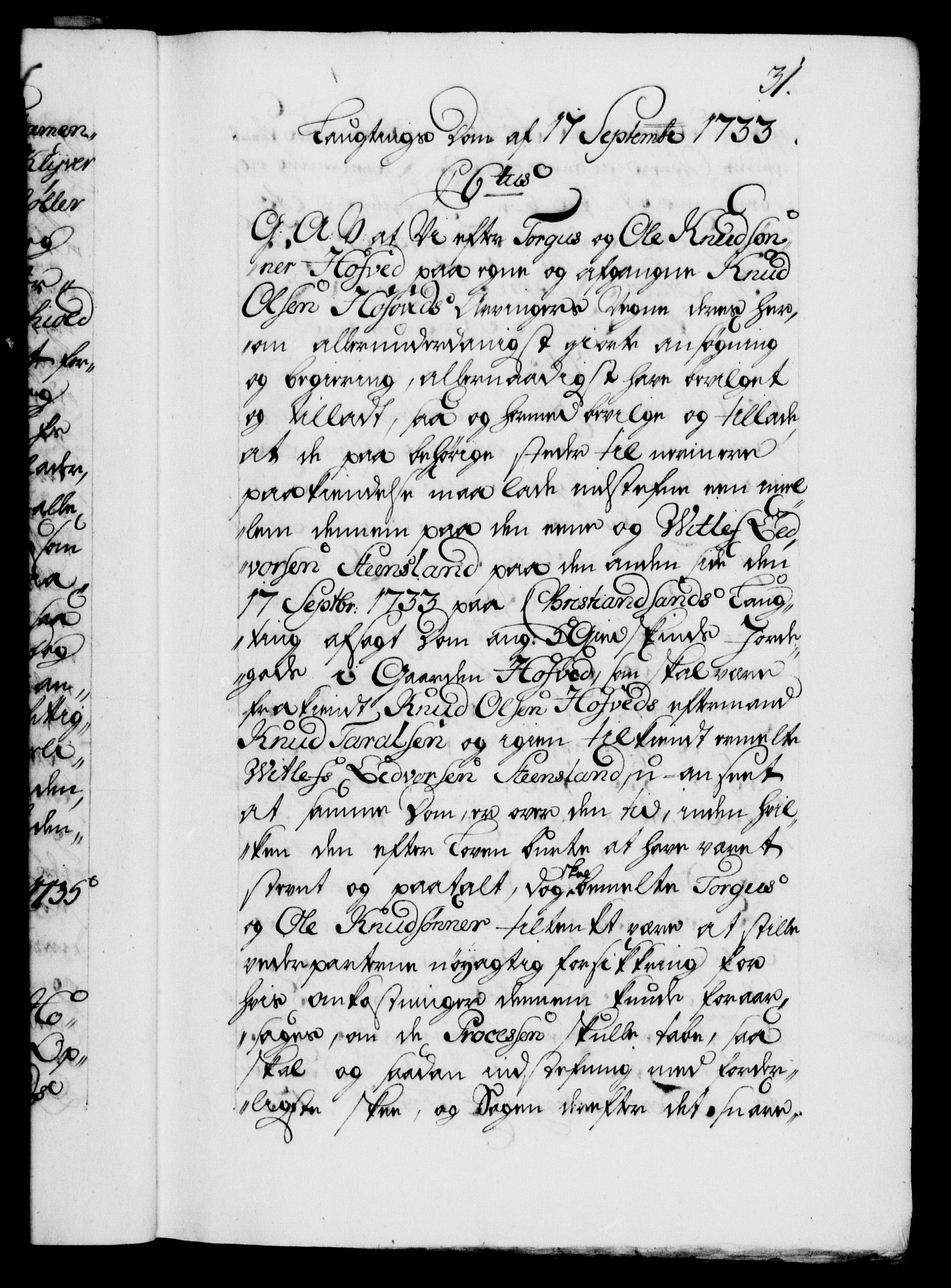 Danske Kanselli 1572-1799, AV/RA-EA-3023/F/Fc/Fca/Fcaa/L0029: Norske registre, 1735-1736, p. 31a