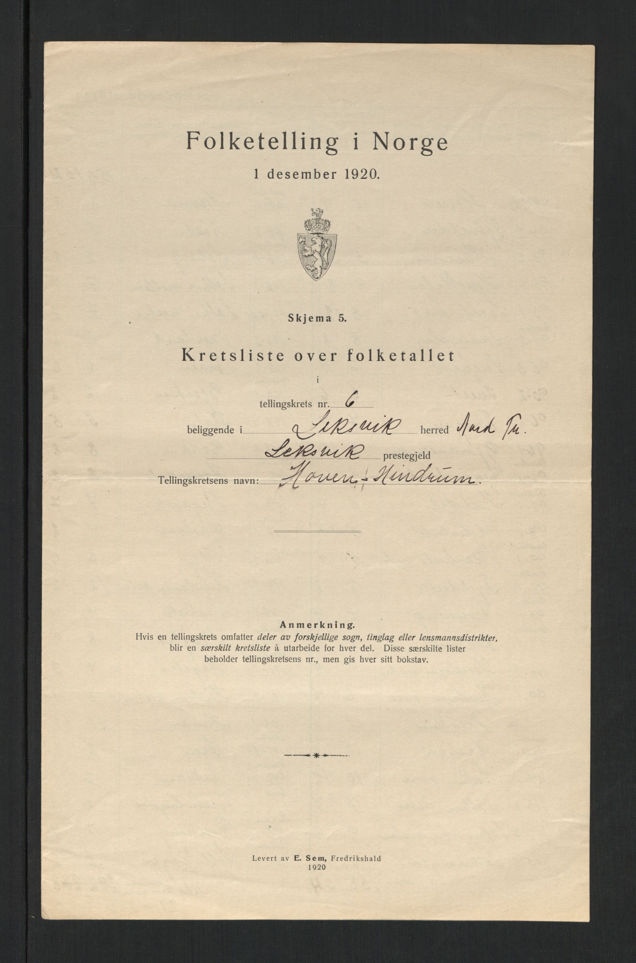 SAT, 1920 census for Leksvik, 1920, p. 30