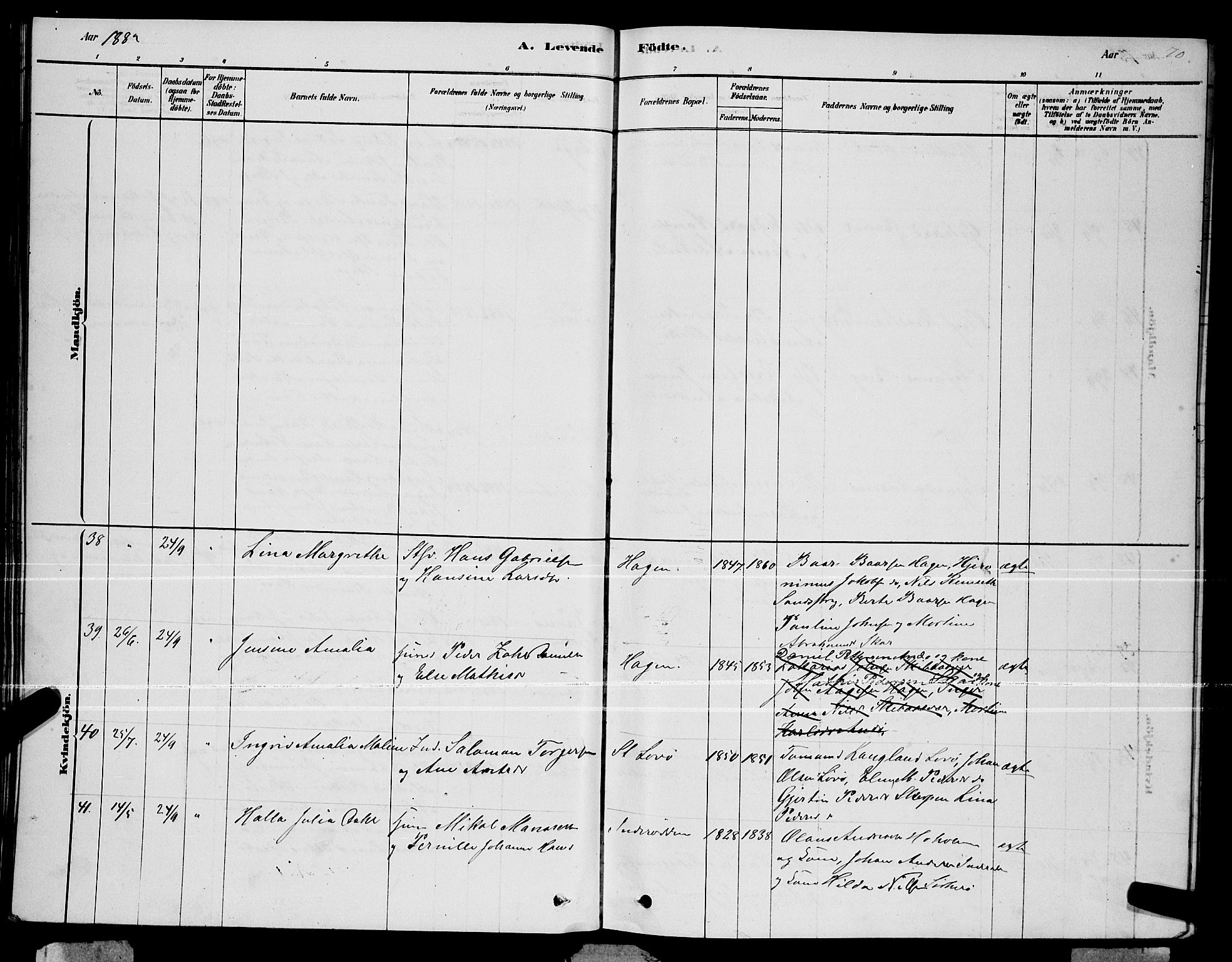 Ministerialprotokoller, klokkerbøker og fødselsregistre - Nordland, AV/SAT-A-1459/834/L0513: Parish register (copy) no. 834C04, 1877-1892, p. 70